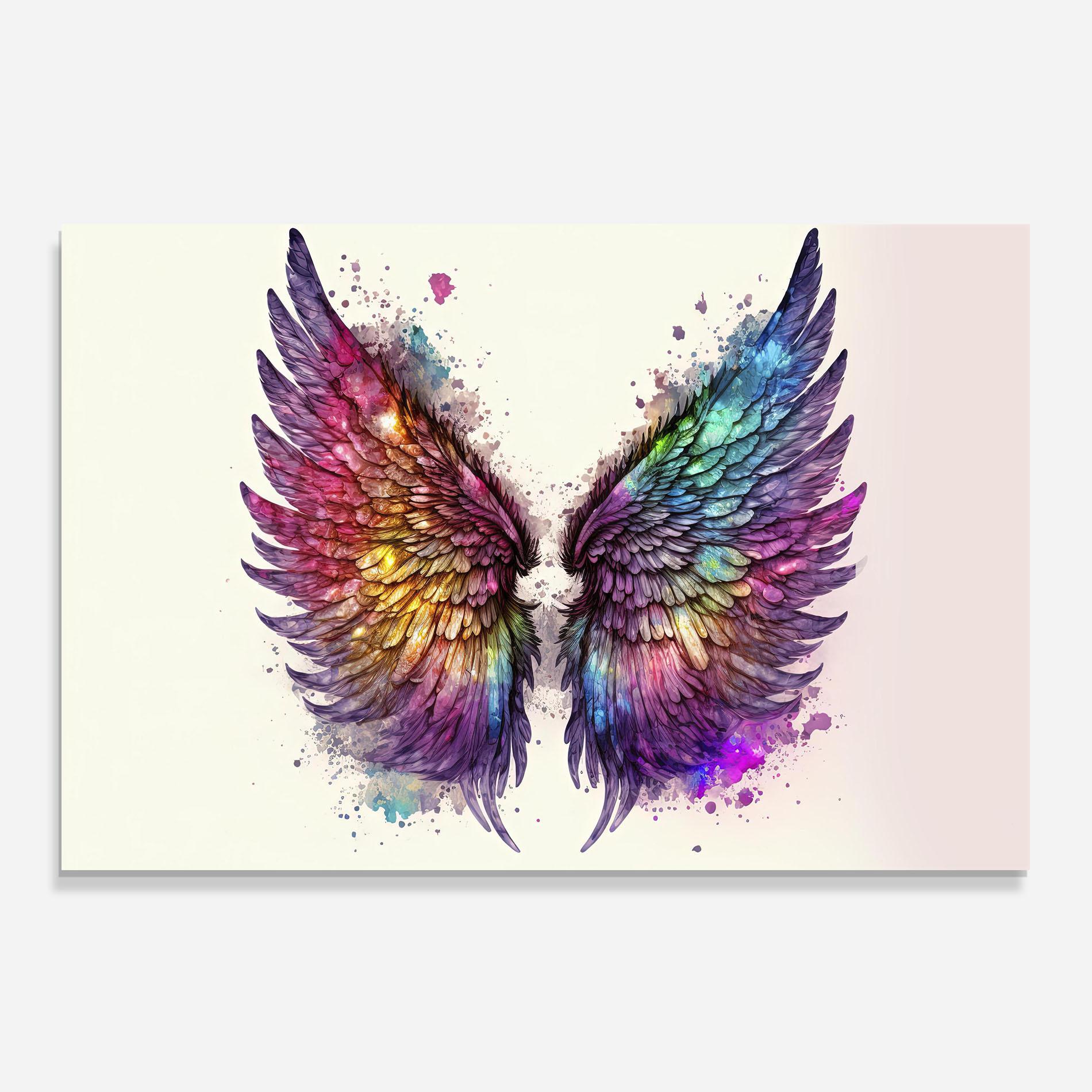 Küchenrückwand Glas Magic Watercolor Wings mockup 0