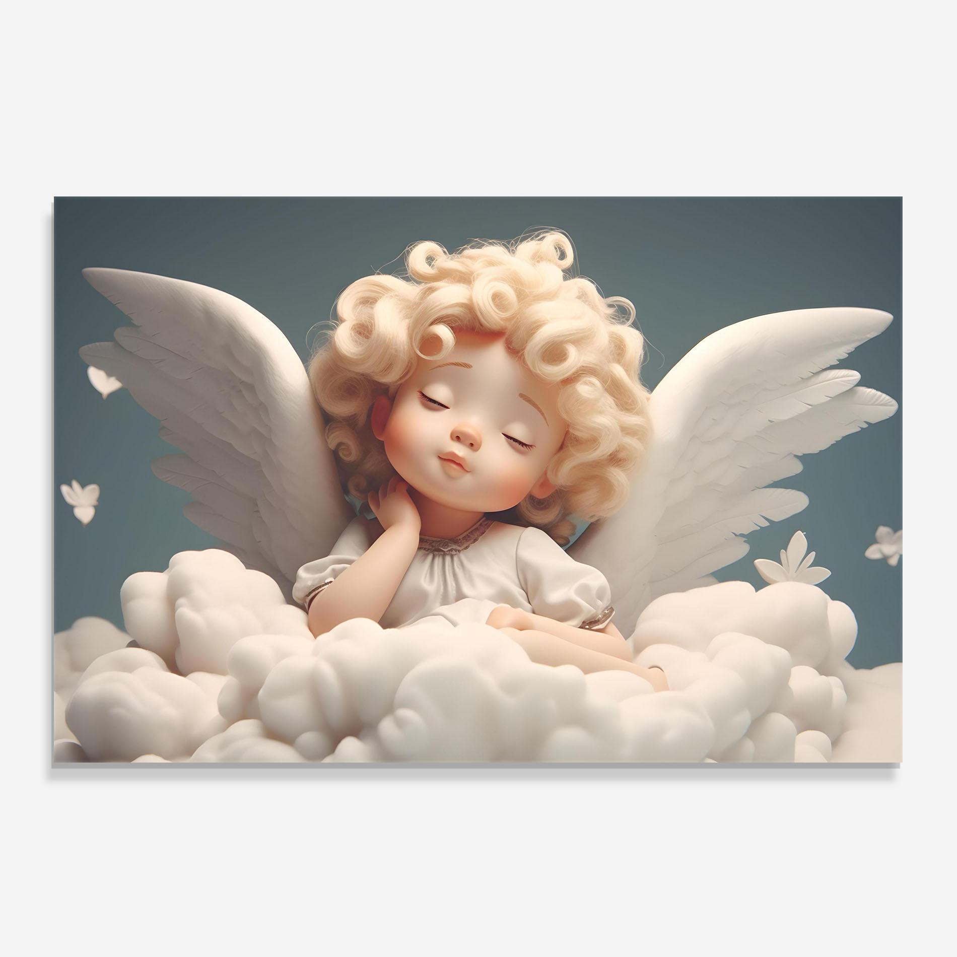 Küchenrückwand Glas Statue Baby Angel mockup 0