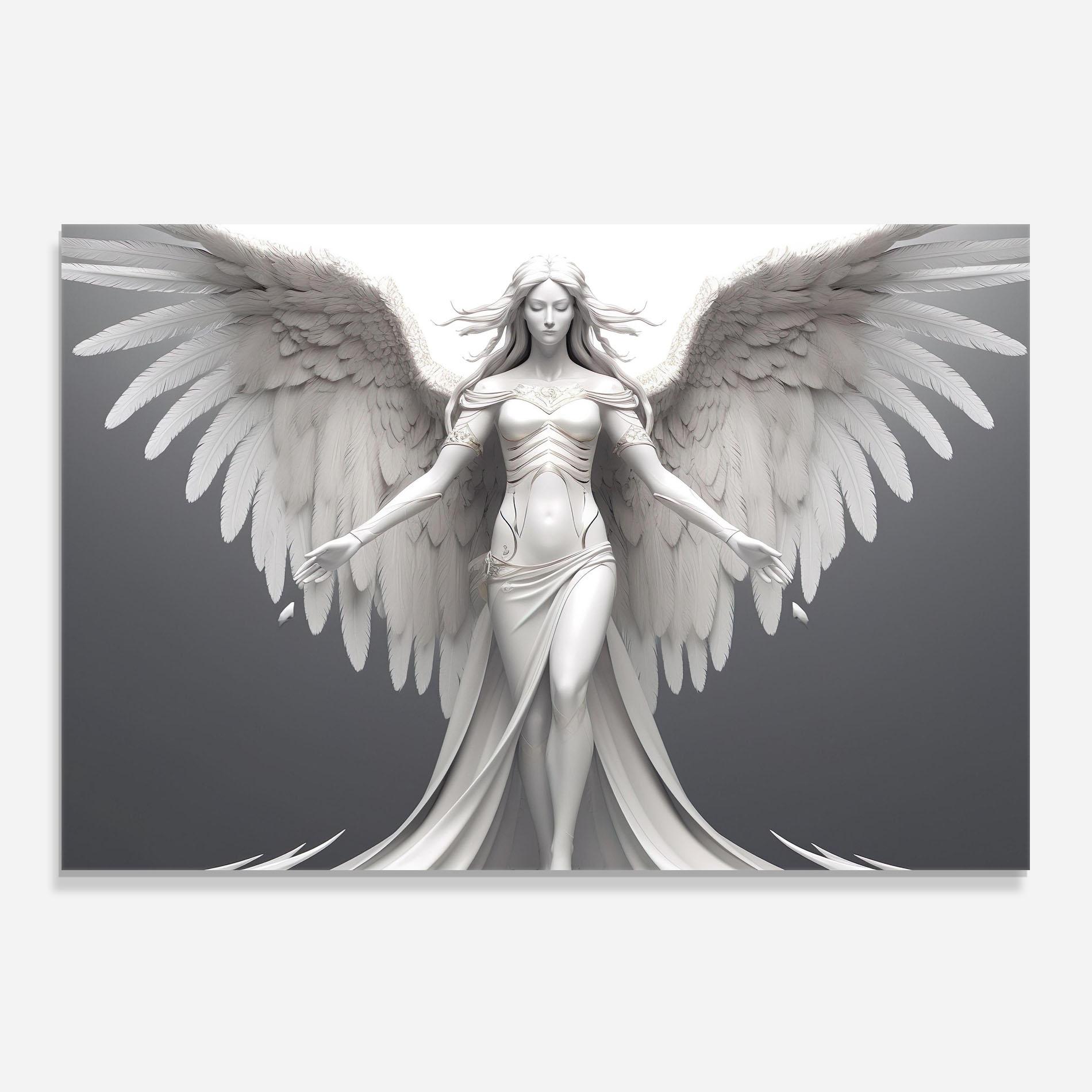 Küchenrückwand Glas White Stone Woman mockup 0