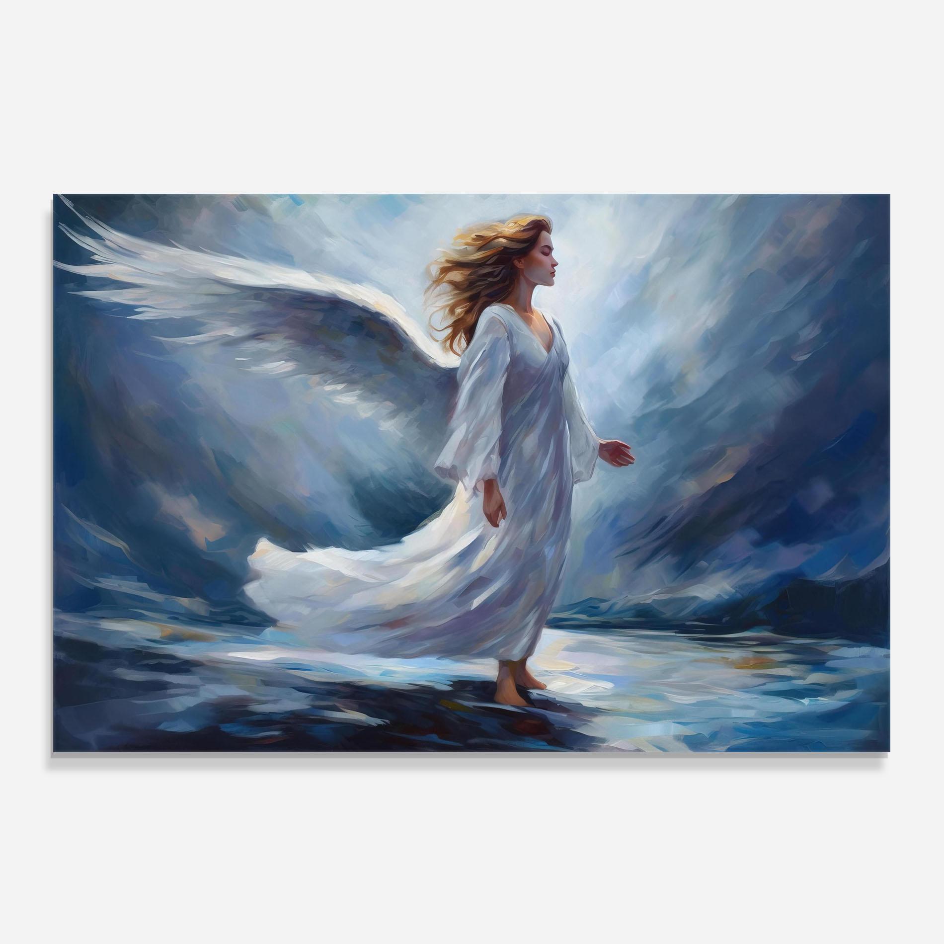 Küchenrückwand Glas Wind Angel Woman mockup 0