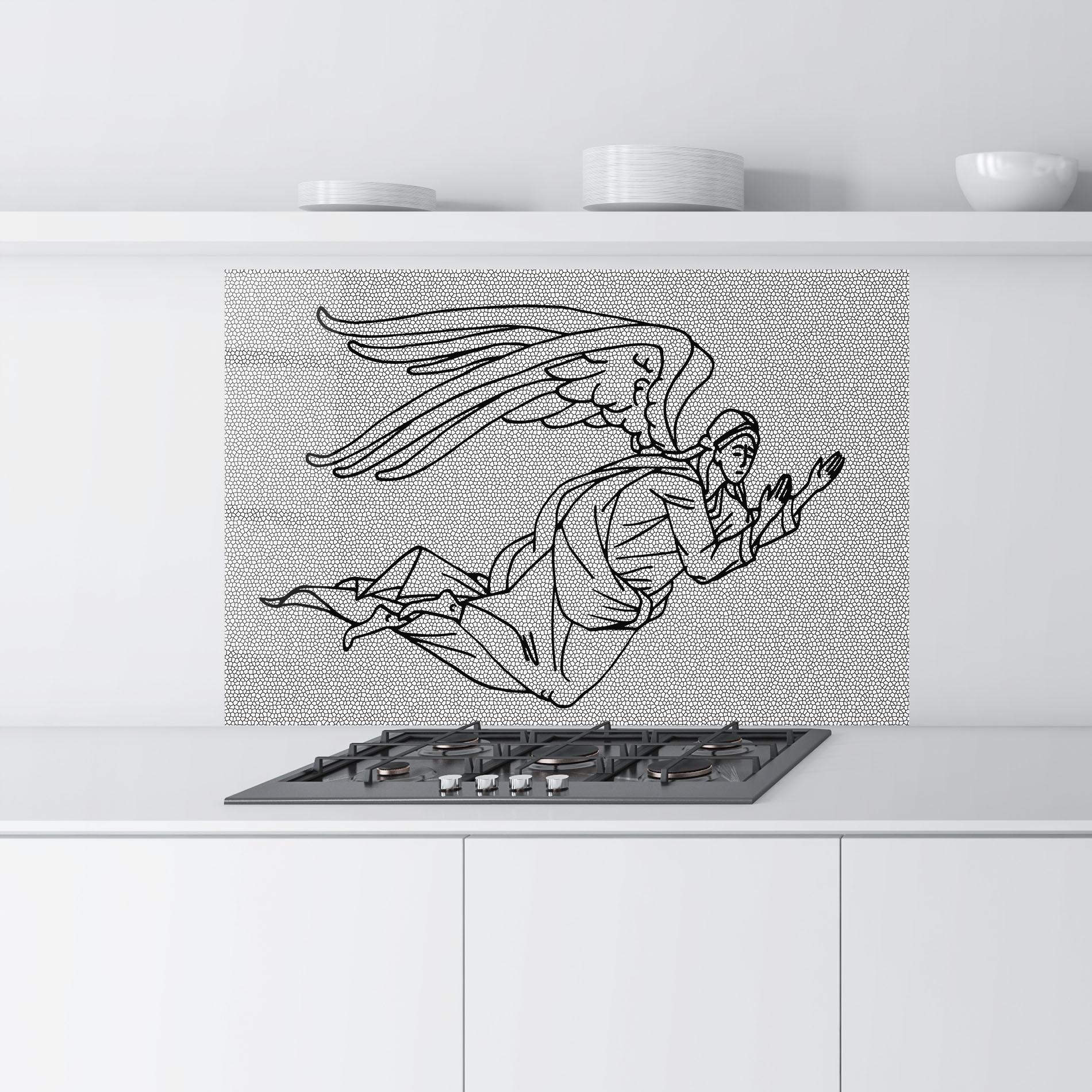 Küchenrückwand Glas Angel Flying mockup 9