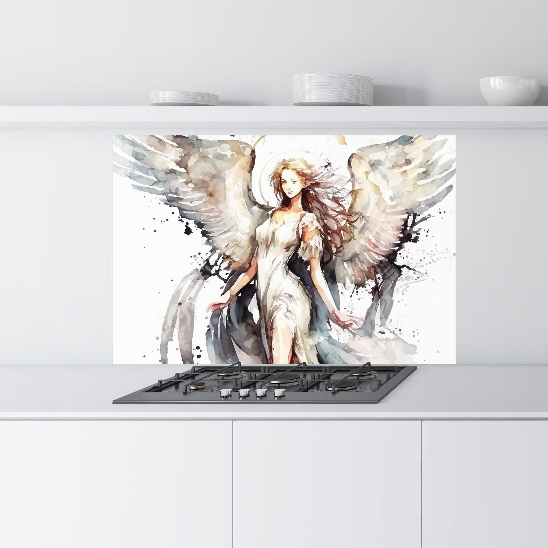 Küchenrückwand Glas Angel Lady mockup 9