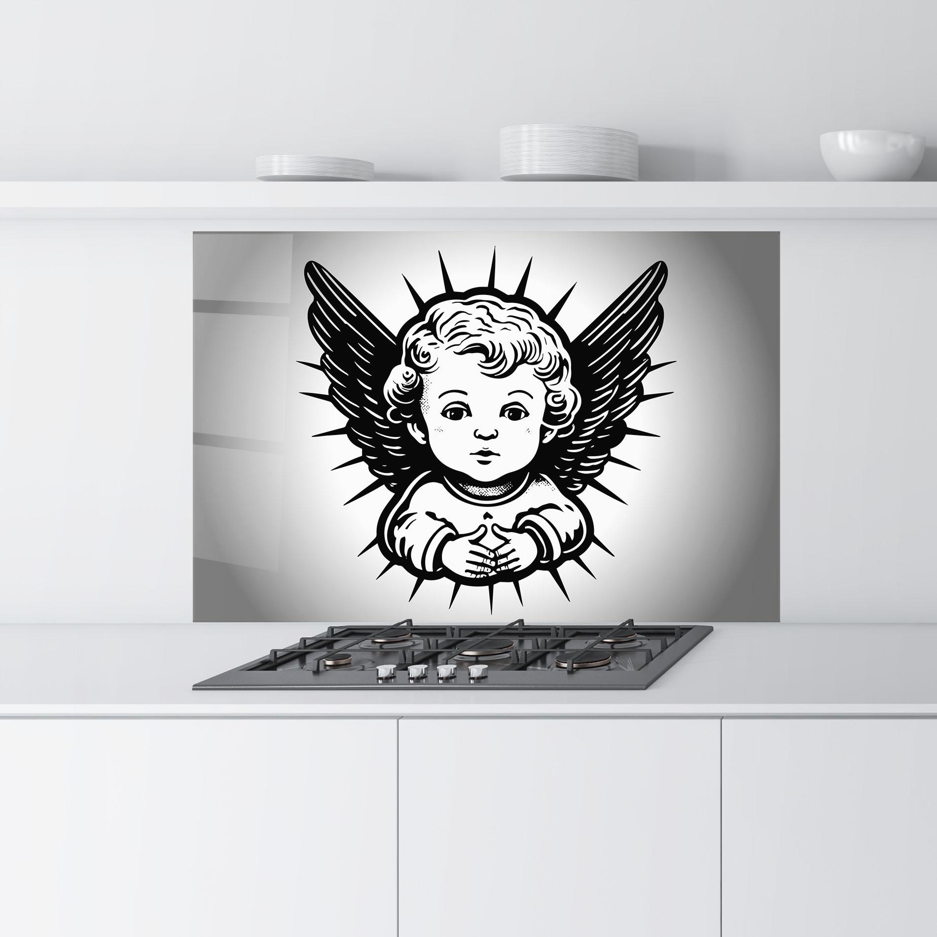 Küchenrückwand Glas Angel Small Wings mockup 9