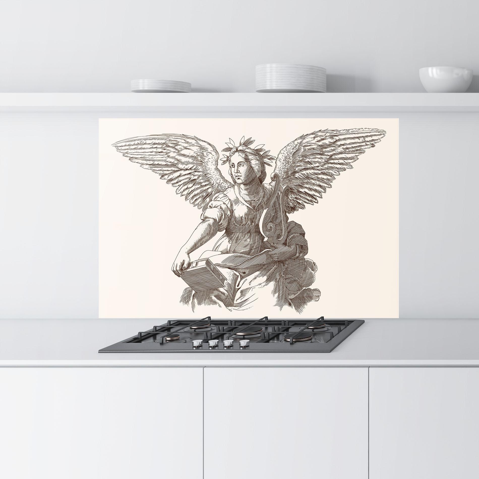 Küchenrückwand Glas Brown Line Angel mockup 9