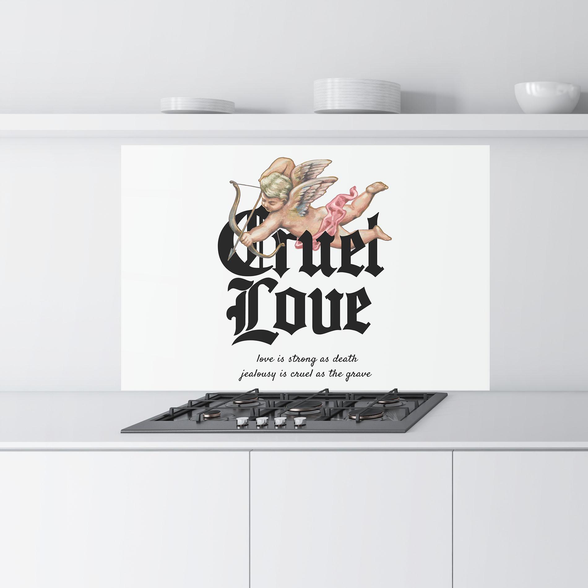 Küchenrückwand Glas Cruel Love mockup 9
