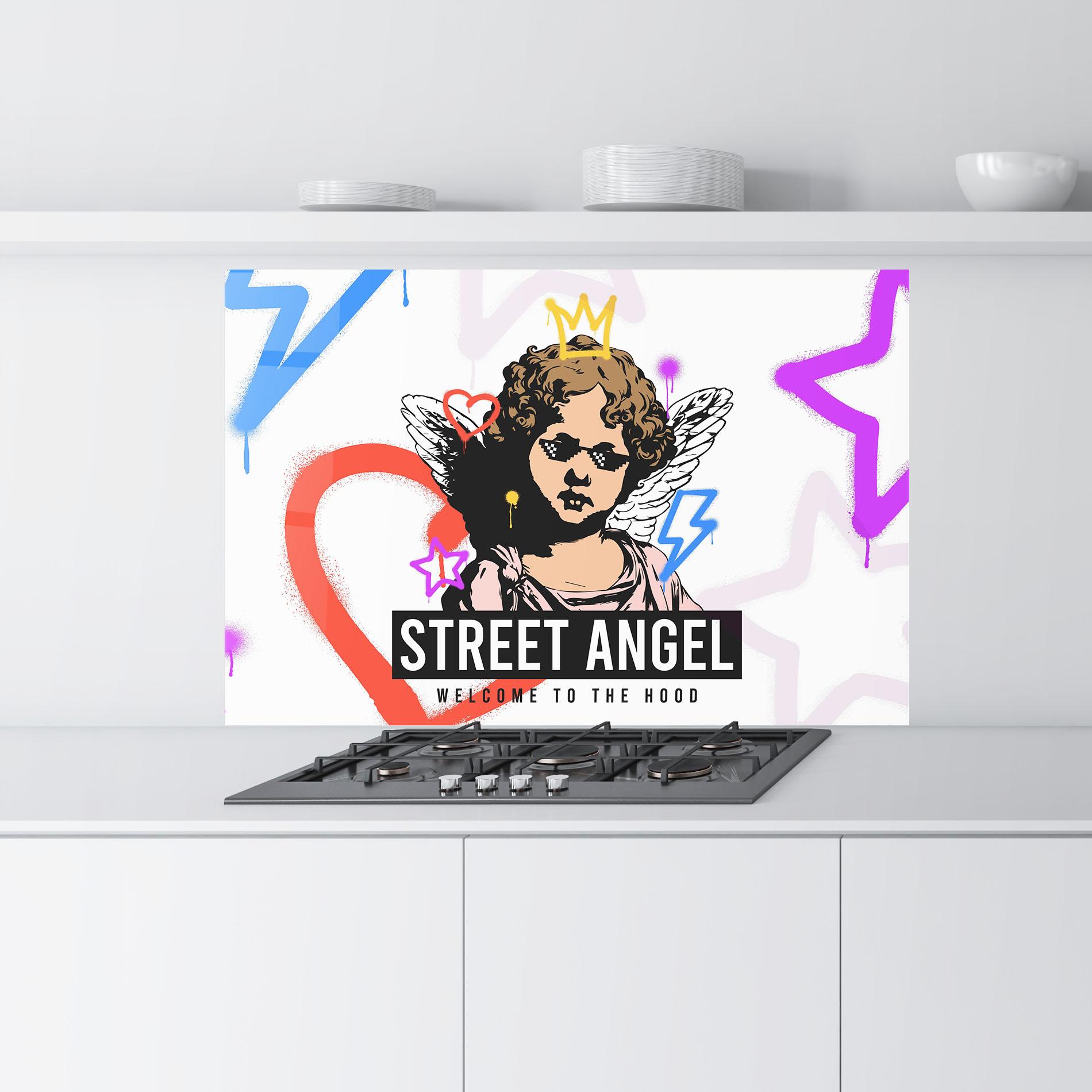 Küchenrückwand Glas Hood Angel mockup 9