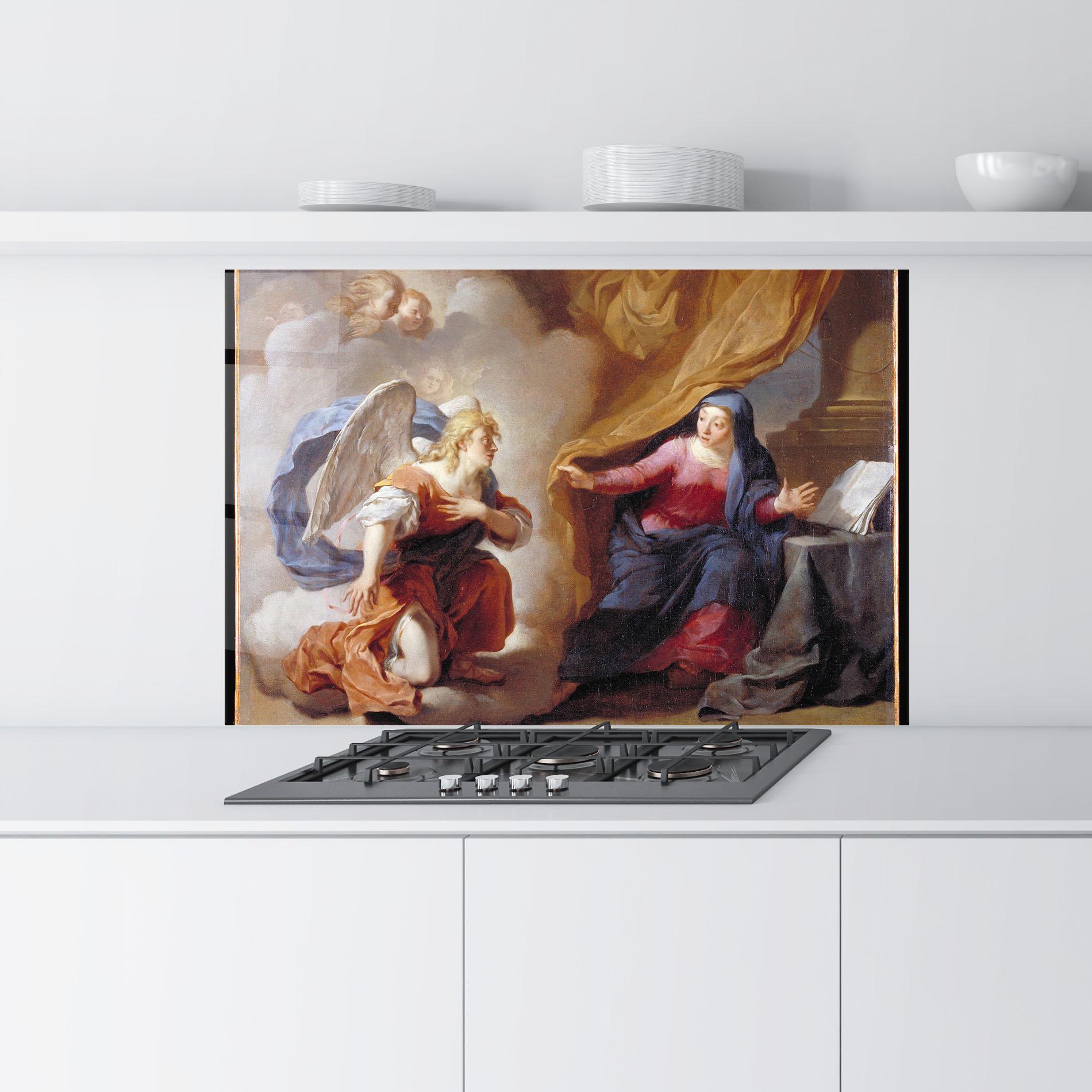 Küchenrückwand Glas Painting Old Angel mockup 9