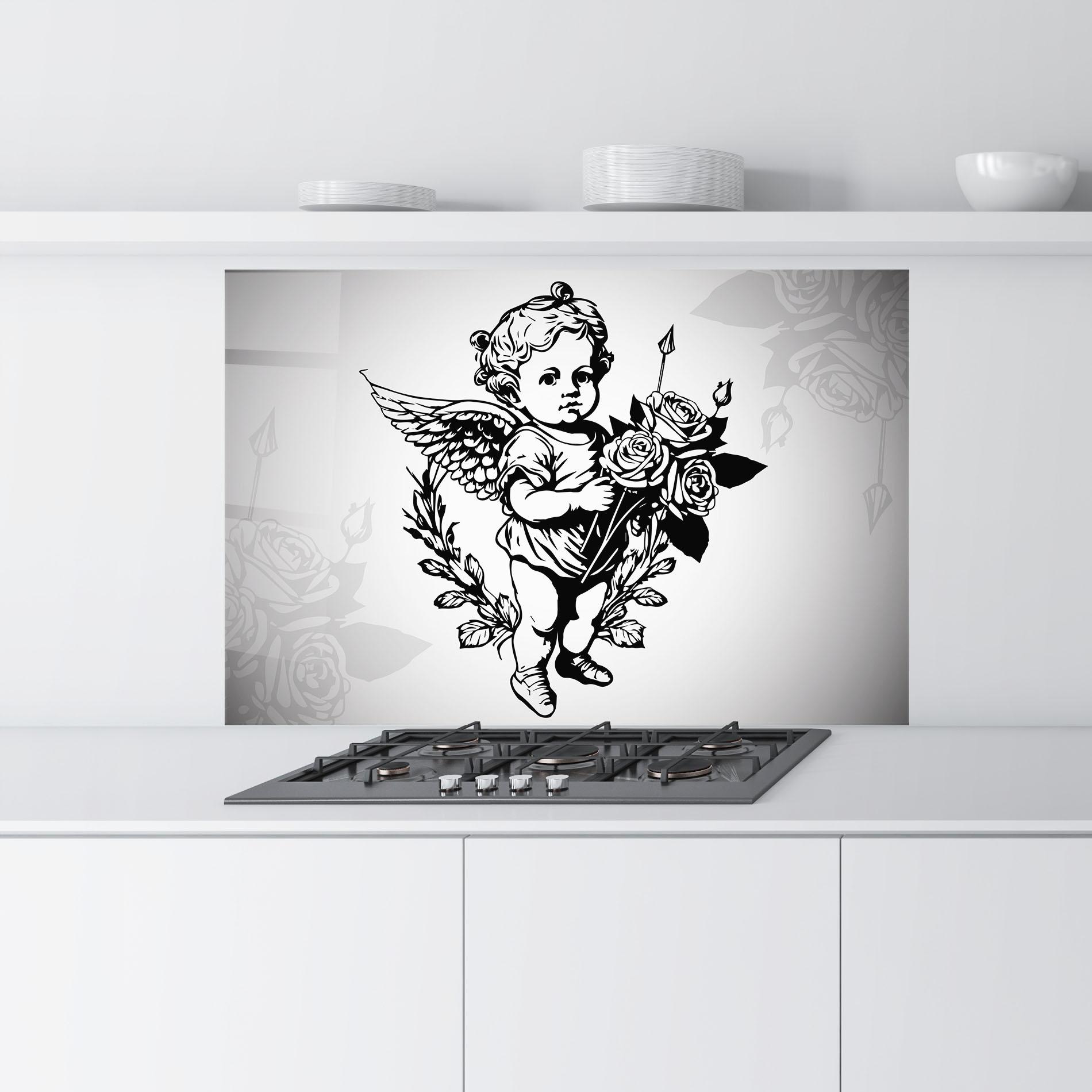 Küchenrückwand Glas Roses Angel mockup 9