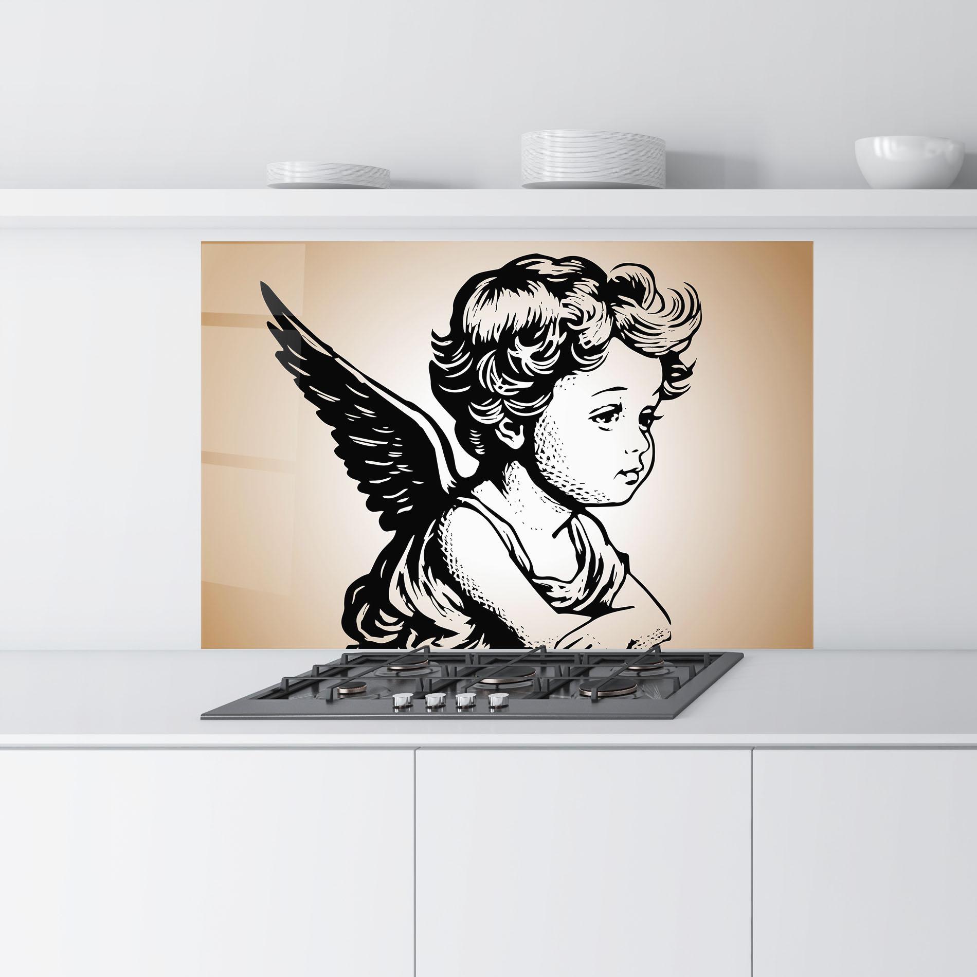 Küchenrückwand Glas Small Angel Baby mockup 9