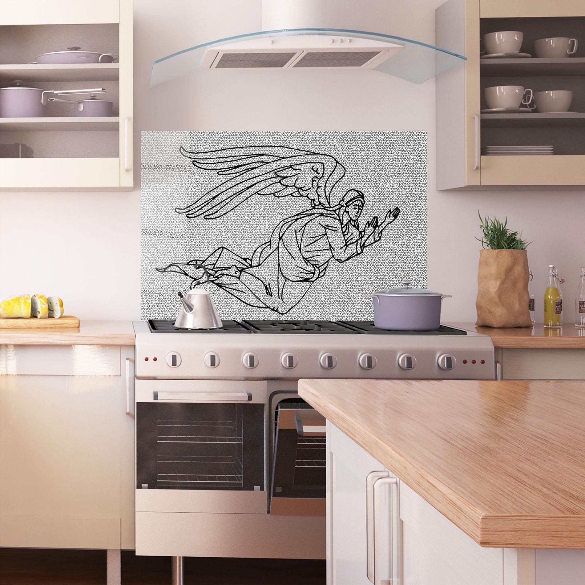 Küchenrückwand Glas Angel Flying mockup 1