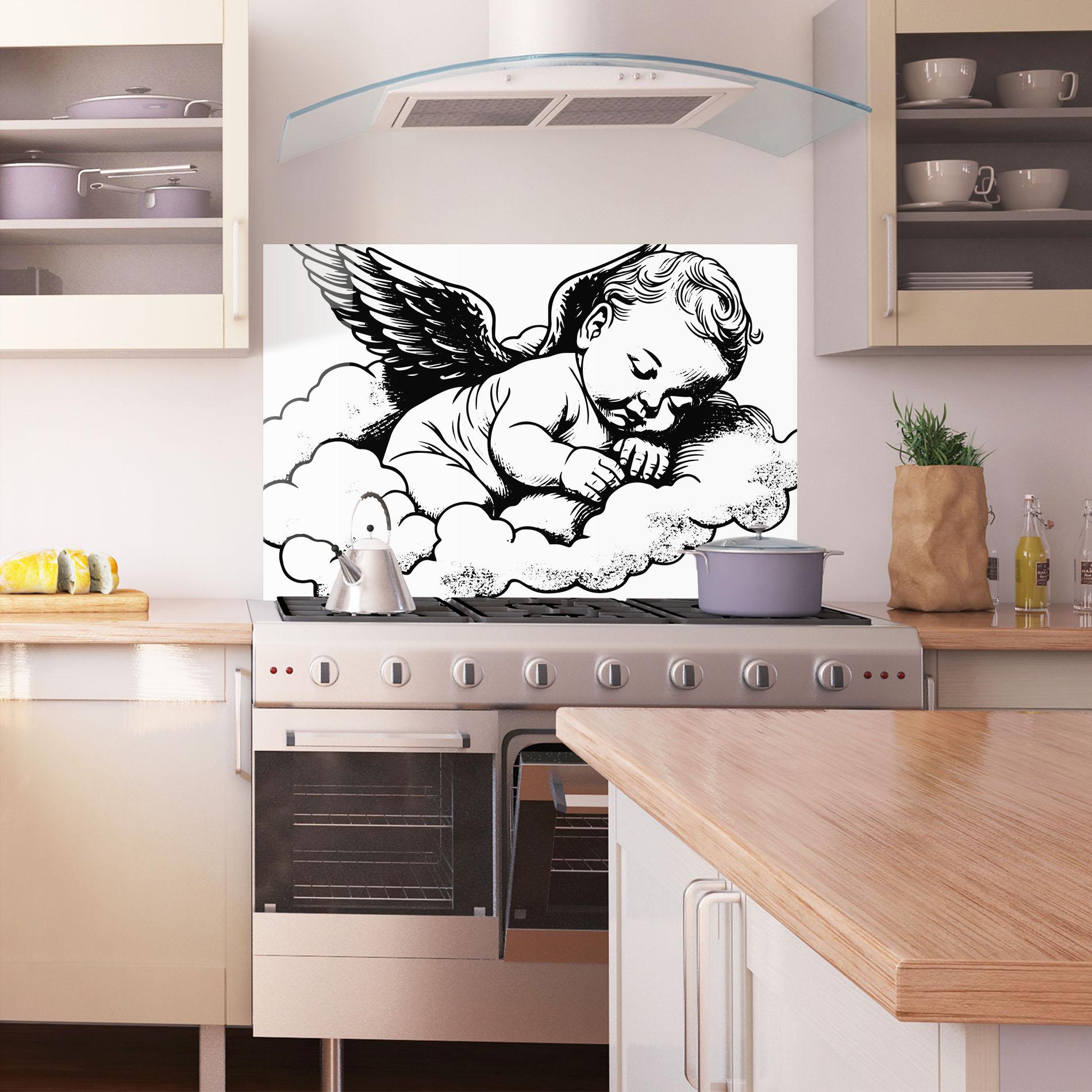 Küchenrückwand Glas Angel Sleeping mockup 1