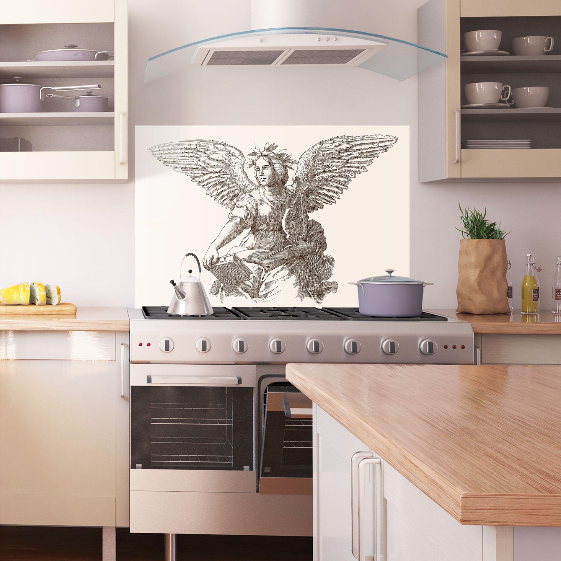 Küchenrückwand Glas Brown Line Angel mockup 1