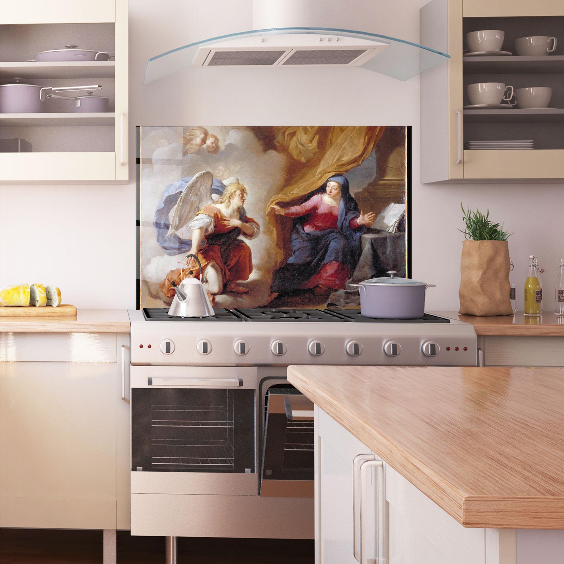 Küchenrückwand Glas Painting Old Angel mockup 1