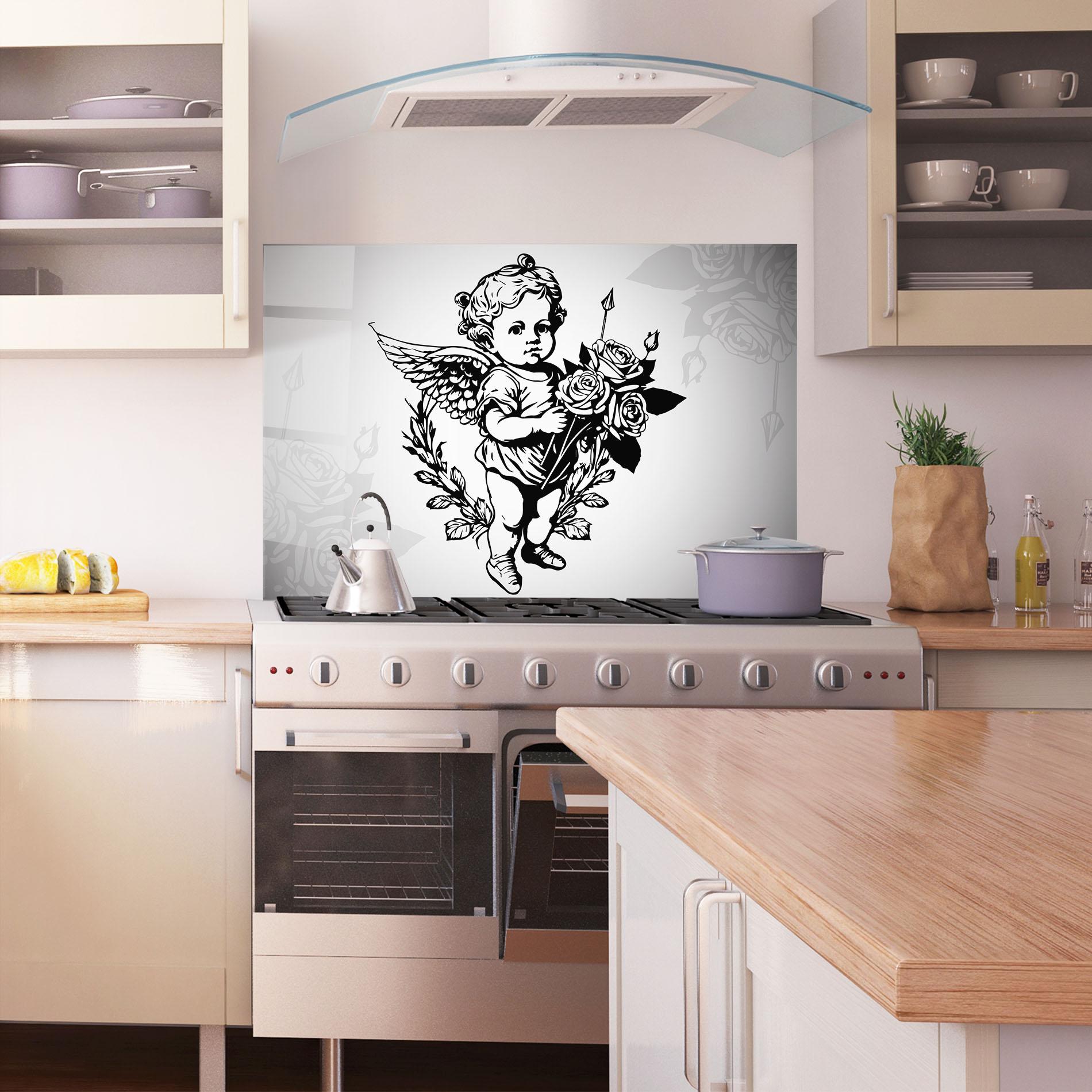 Küchenrückwand Glas Roses Angel mockup 1