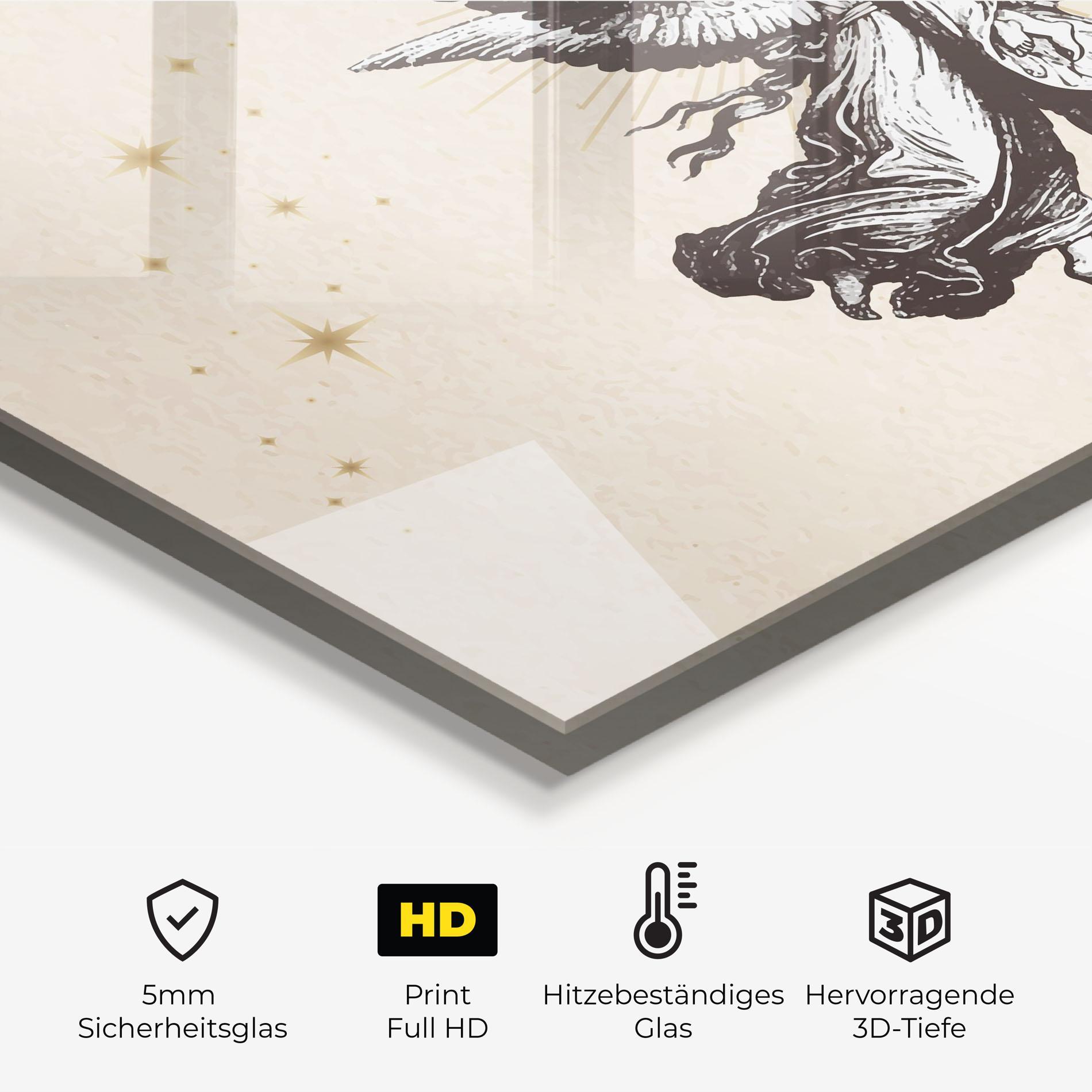Küchenrückwand Glas Cream Angel Stars mockup 2