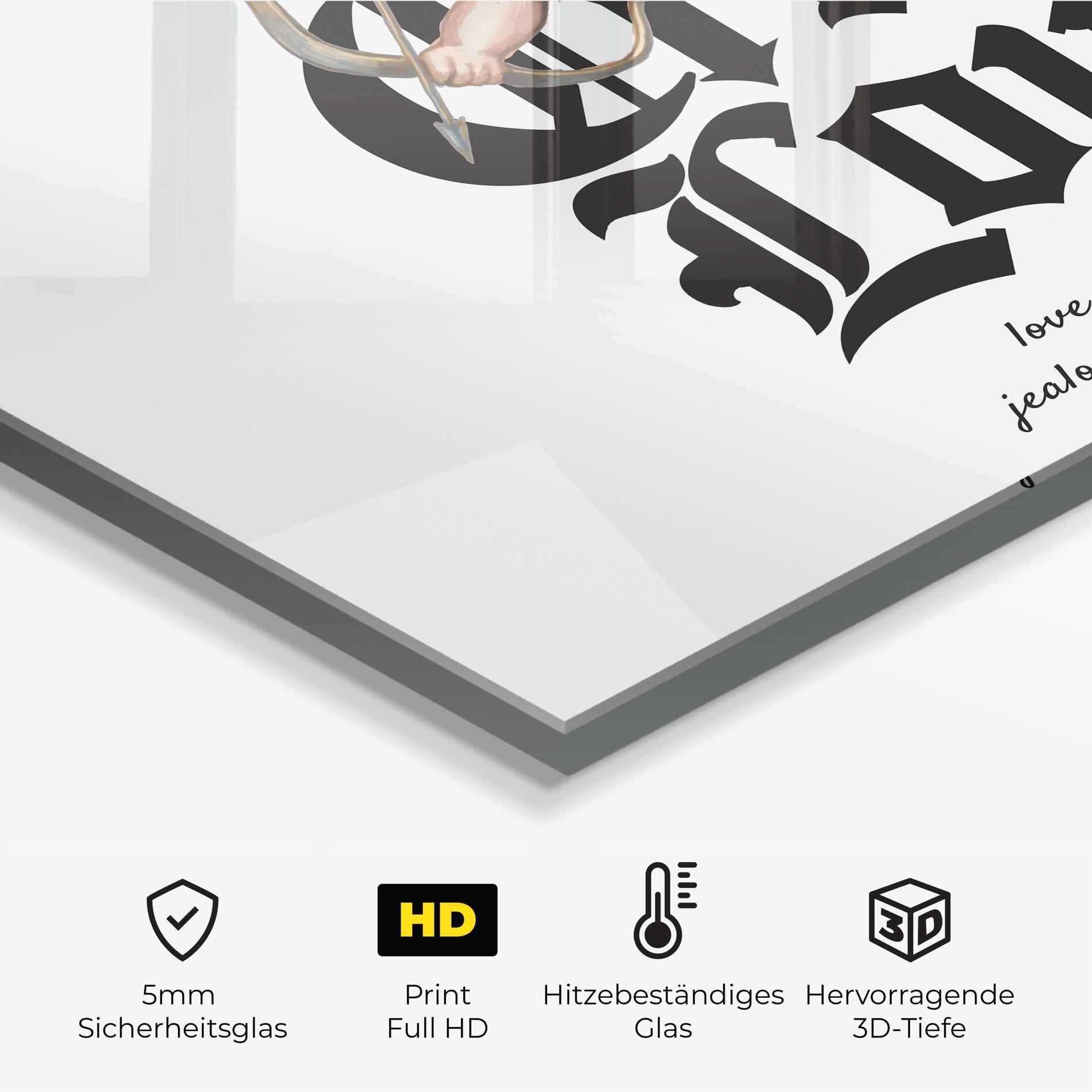 Küchenrückwand Glas Cruel Love mockup 2