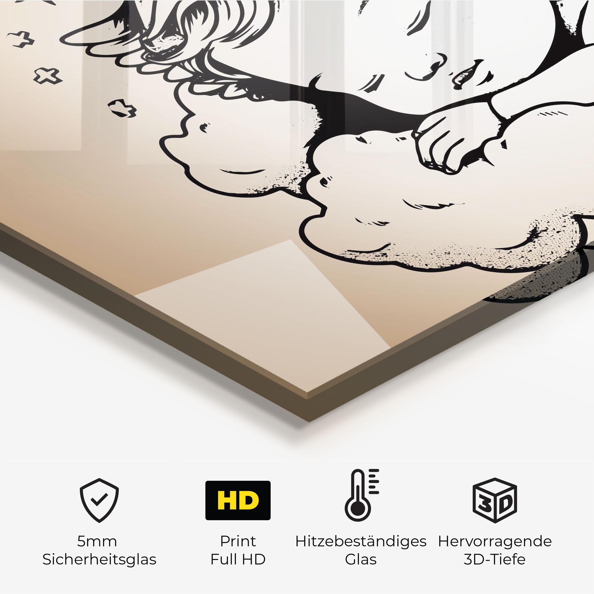 Küchenrückwand Glas Sleepy Angel mockup 2