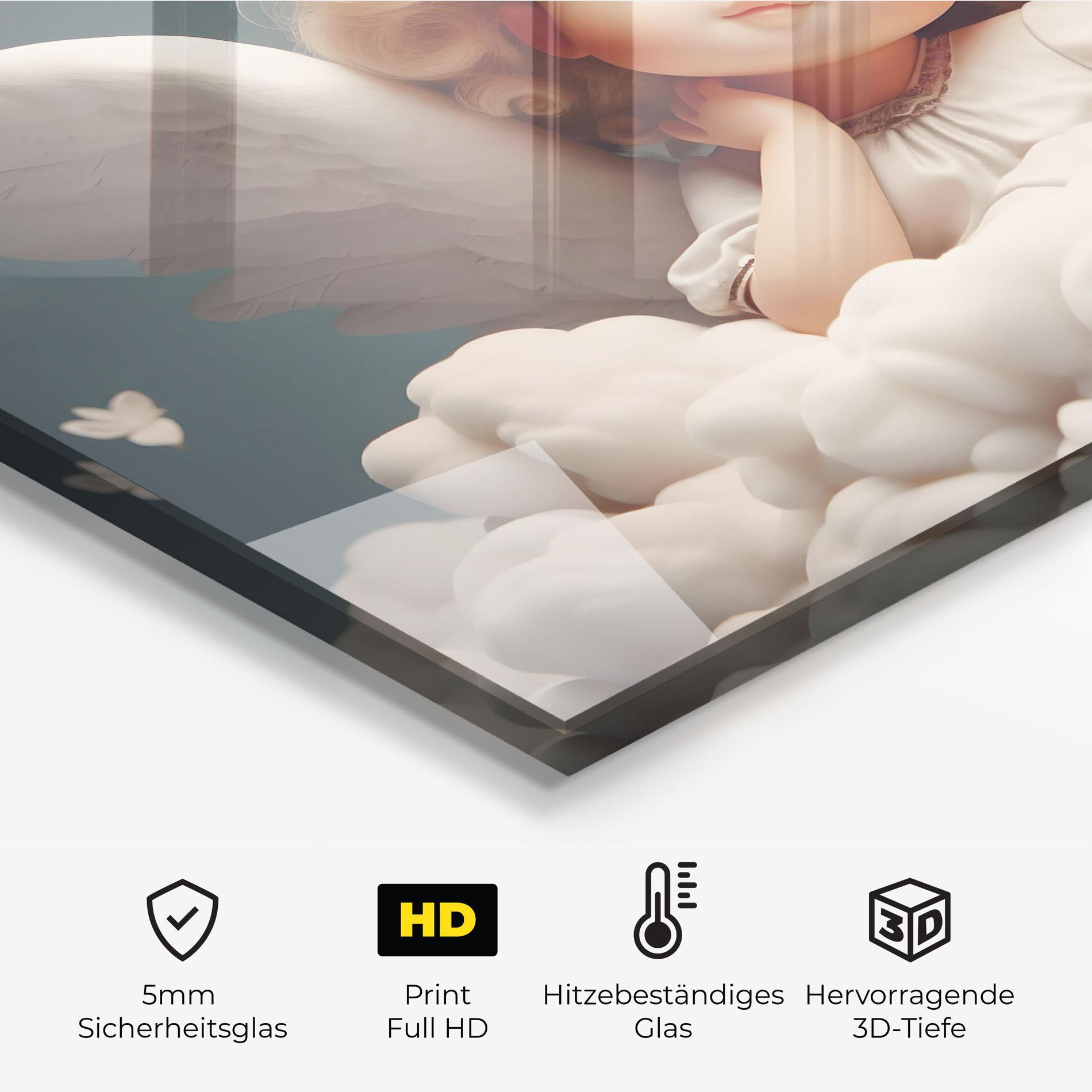 Küchenrückwand Glas Statue Baby Angel mockup 2