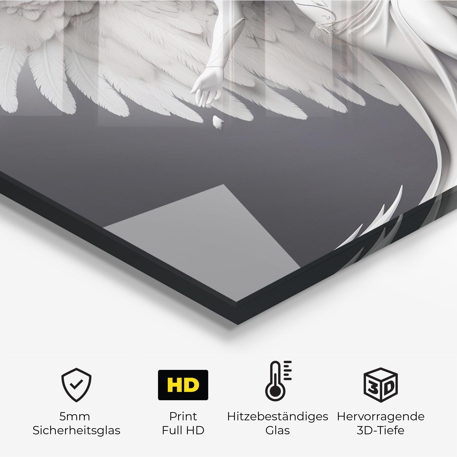 Küchenrückwand Glas White Stone Woman mockup 2