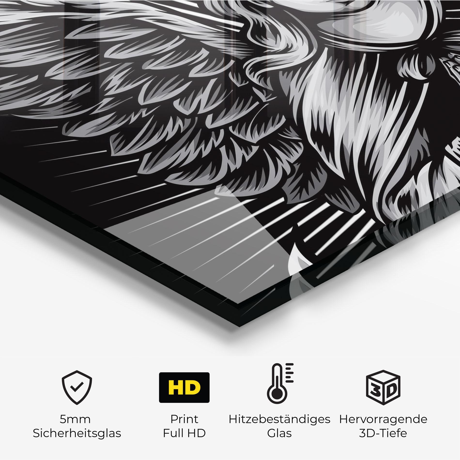 Küchenrückwand Glas Wings Pray mockup 2