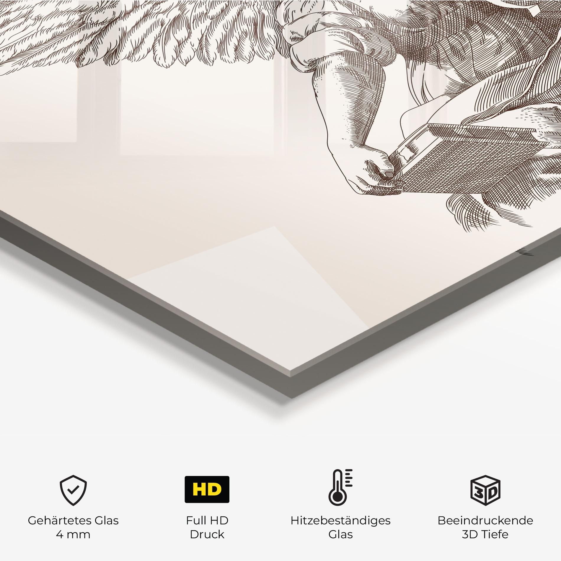 Küchenrückwand Glas Brown Line Angel mockup 2