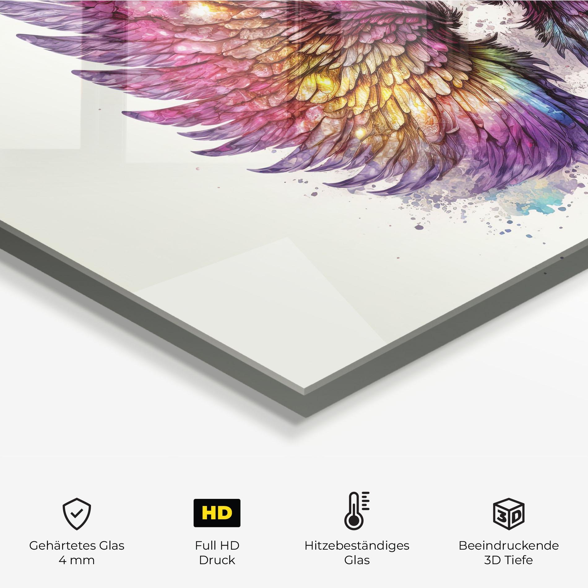 Küchenrückwand Glas Magic Watercolor Wings mockup 2