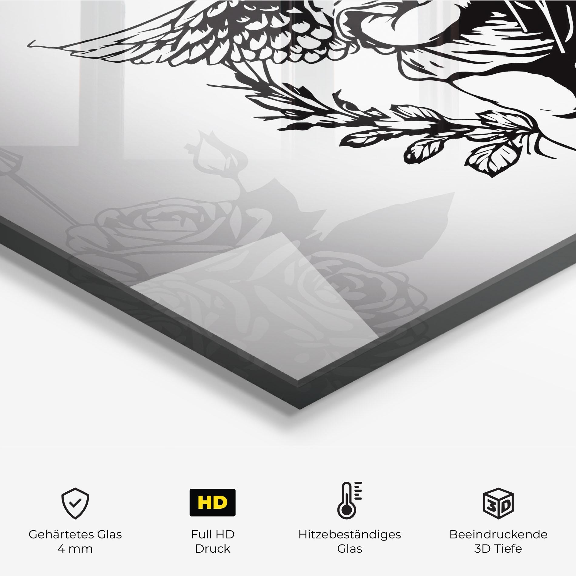 Küchenrückwand Glas Roses Angel mockup 2