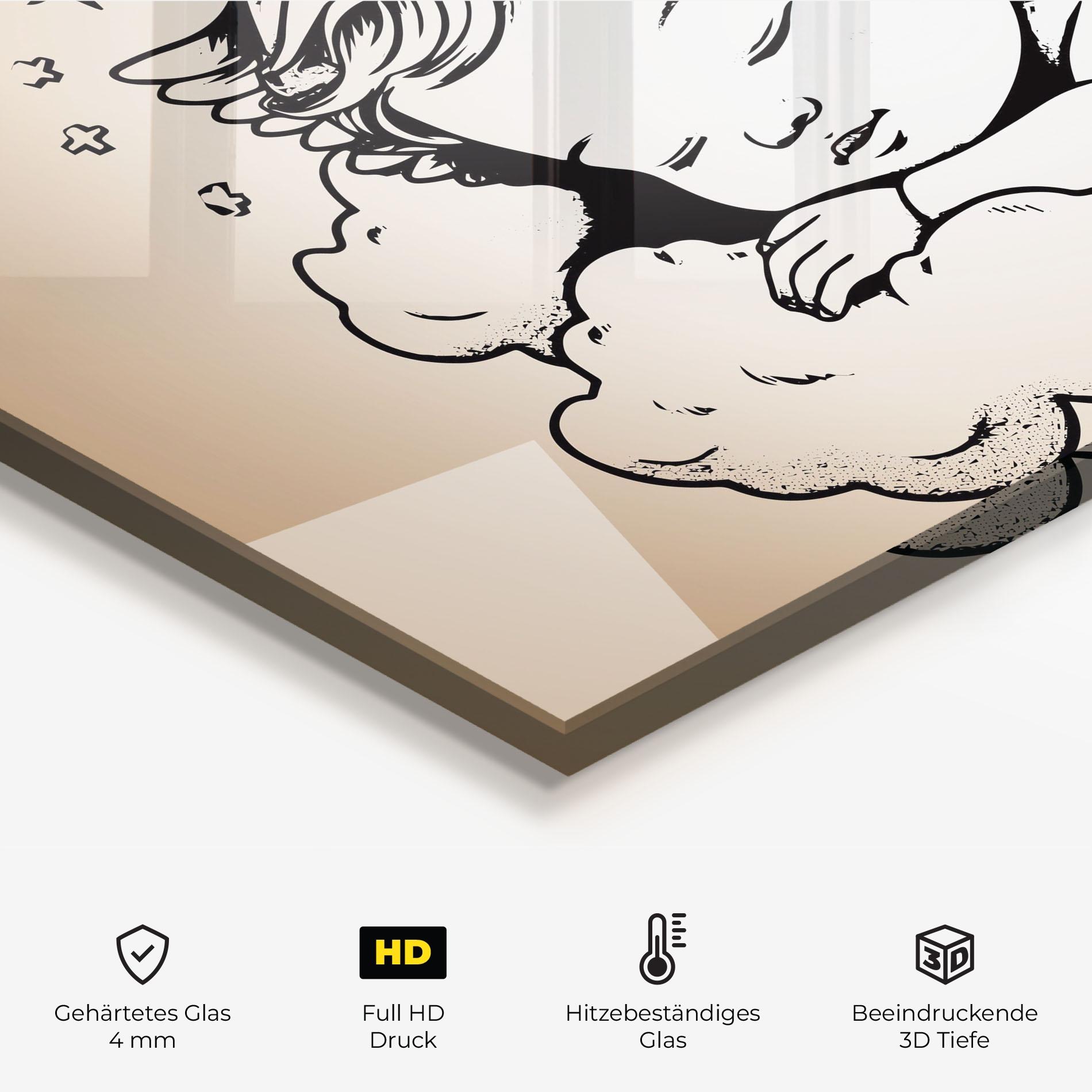 Küchenrückwand Glas Sleepy Angel mockup 2