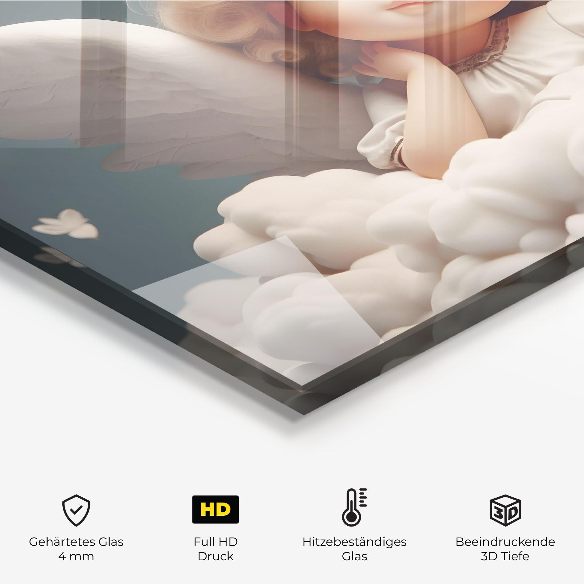 Küchenrückwand Glas Statue Baby Angel mockup 2