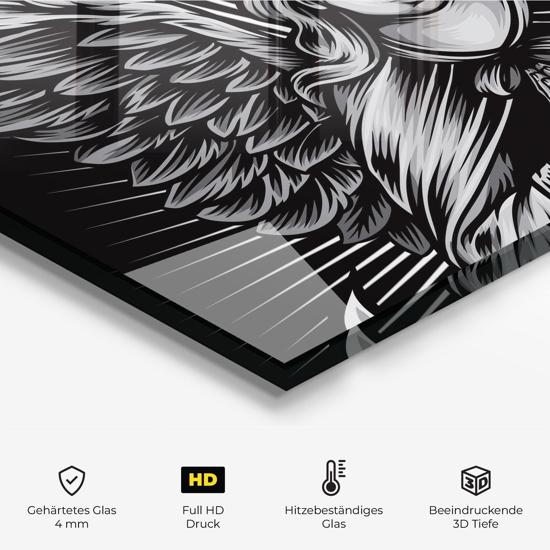 Küchenrückwand Glas Wings Pray mockup 2