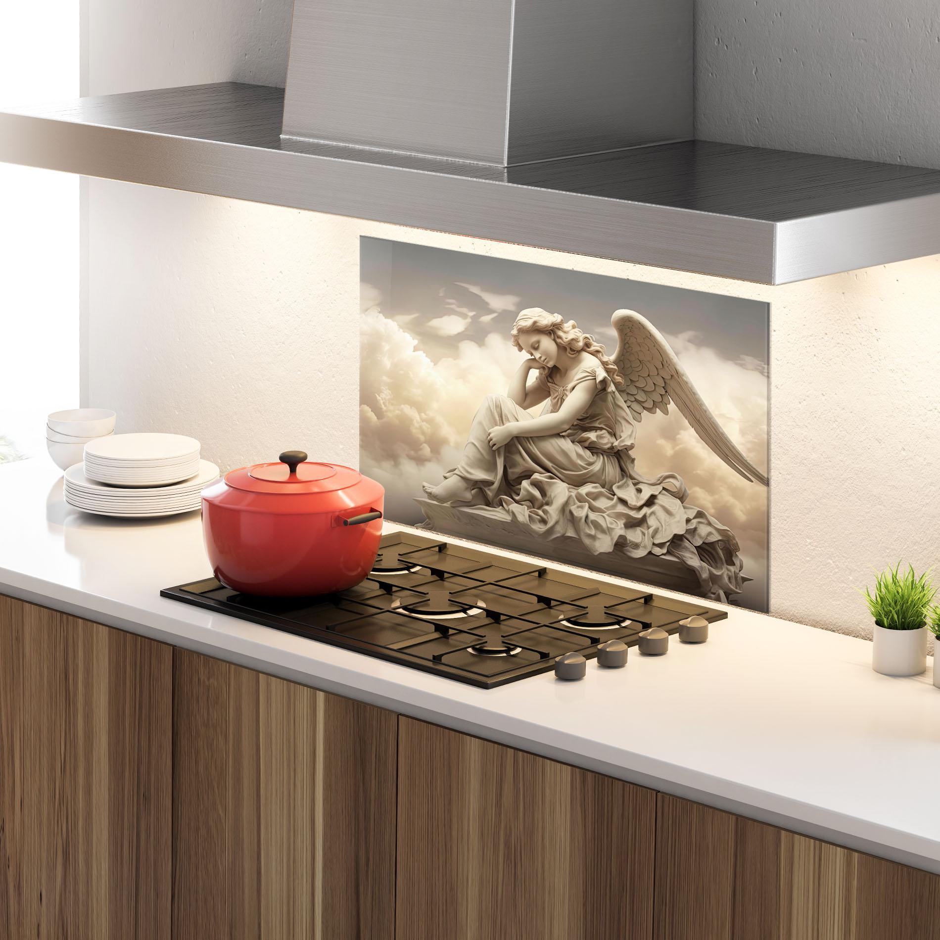 Küchenrückwand Glas Angel Guardian Cloud mockup 4
