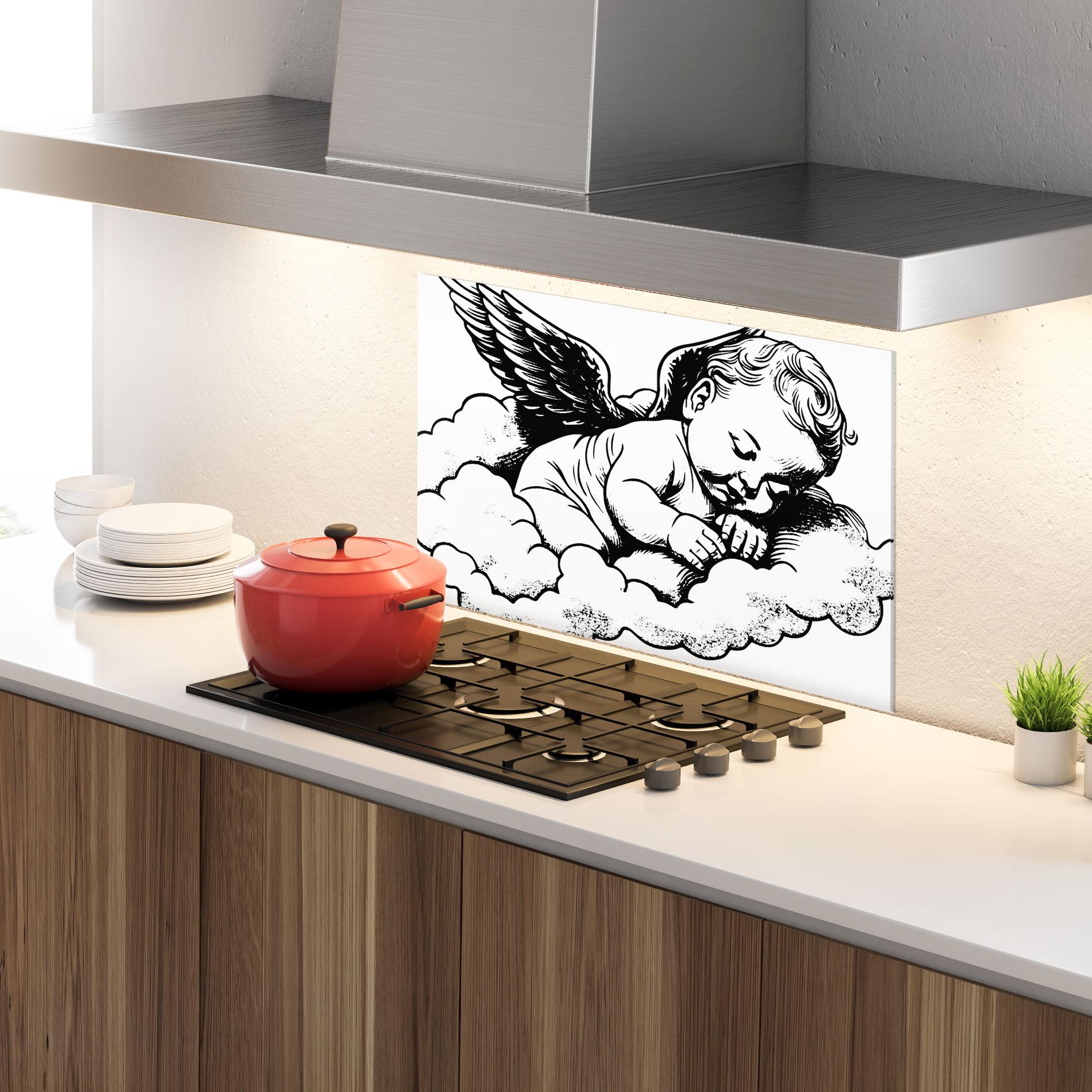 Küchenrückwand Glas Angel Sleeping mockup 4