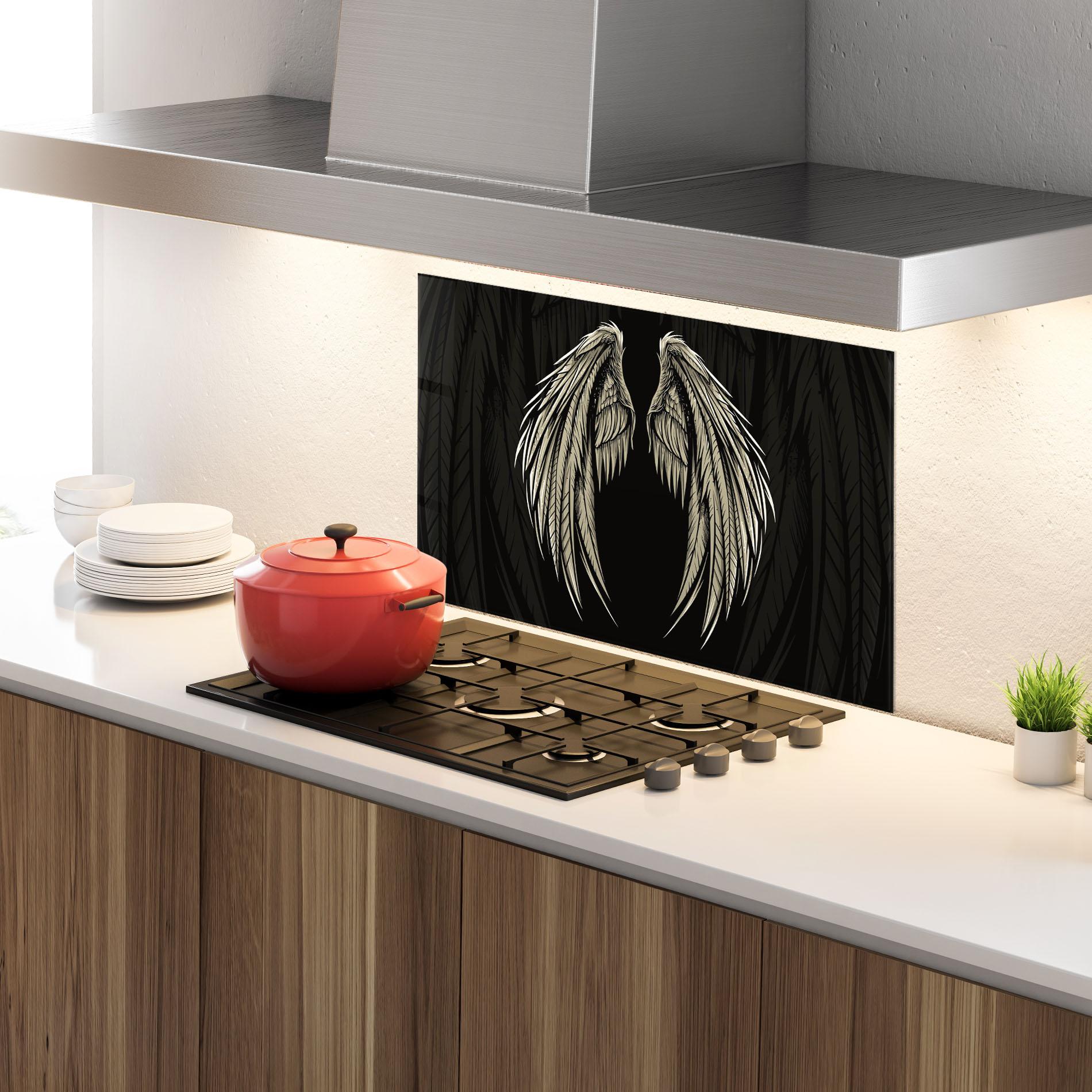 Küchenrückwand Glas Angel Wing mockup 4