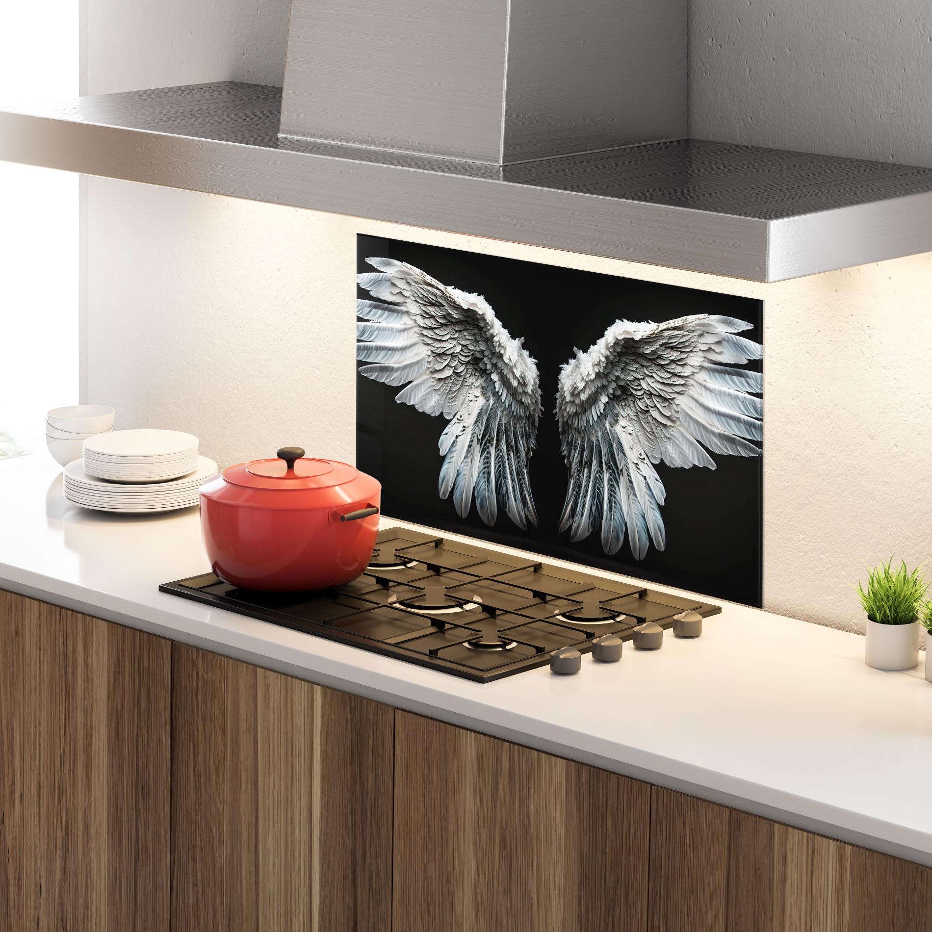 Küchenrückwand Glas Big Angel Wings mockup 4