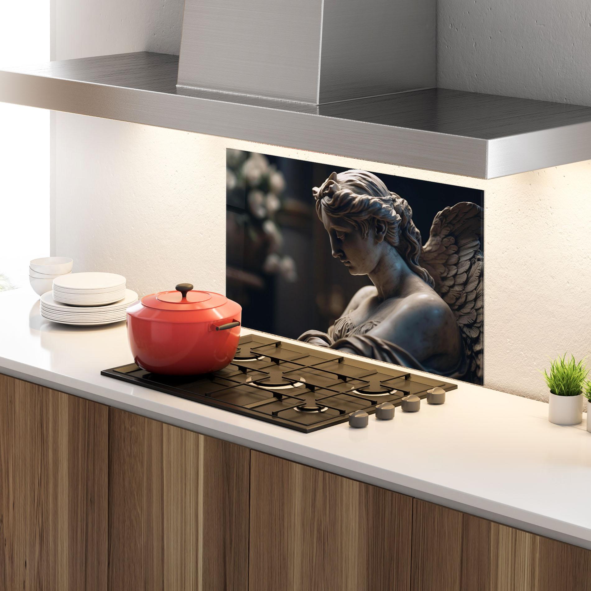 Küchenrückwand Glas Praying Woman mockup 4