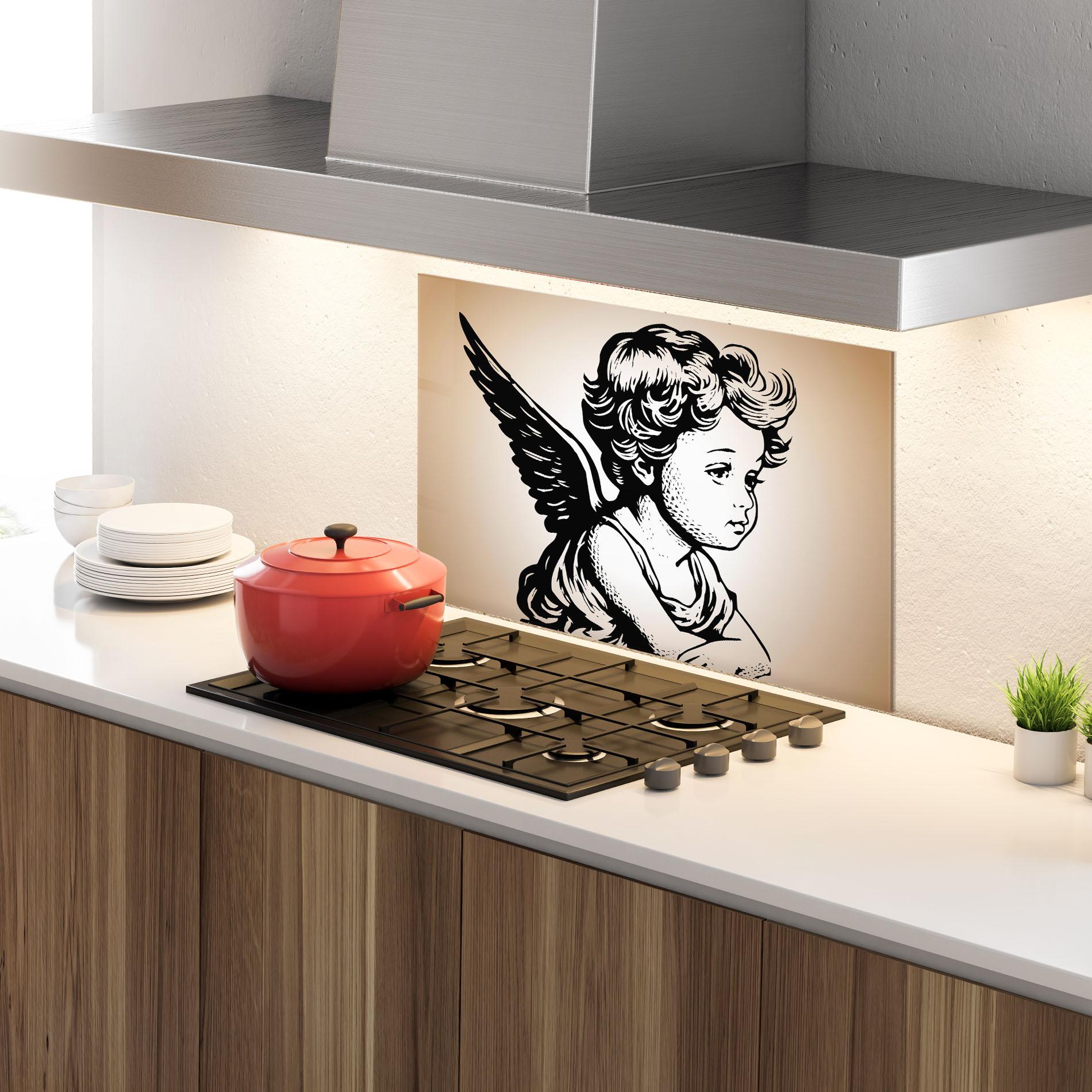Küchenrückwand Glas Small Angel Baby mockup 4