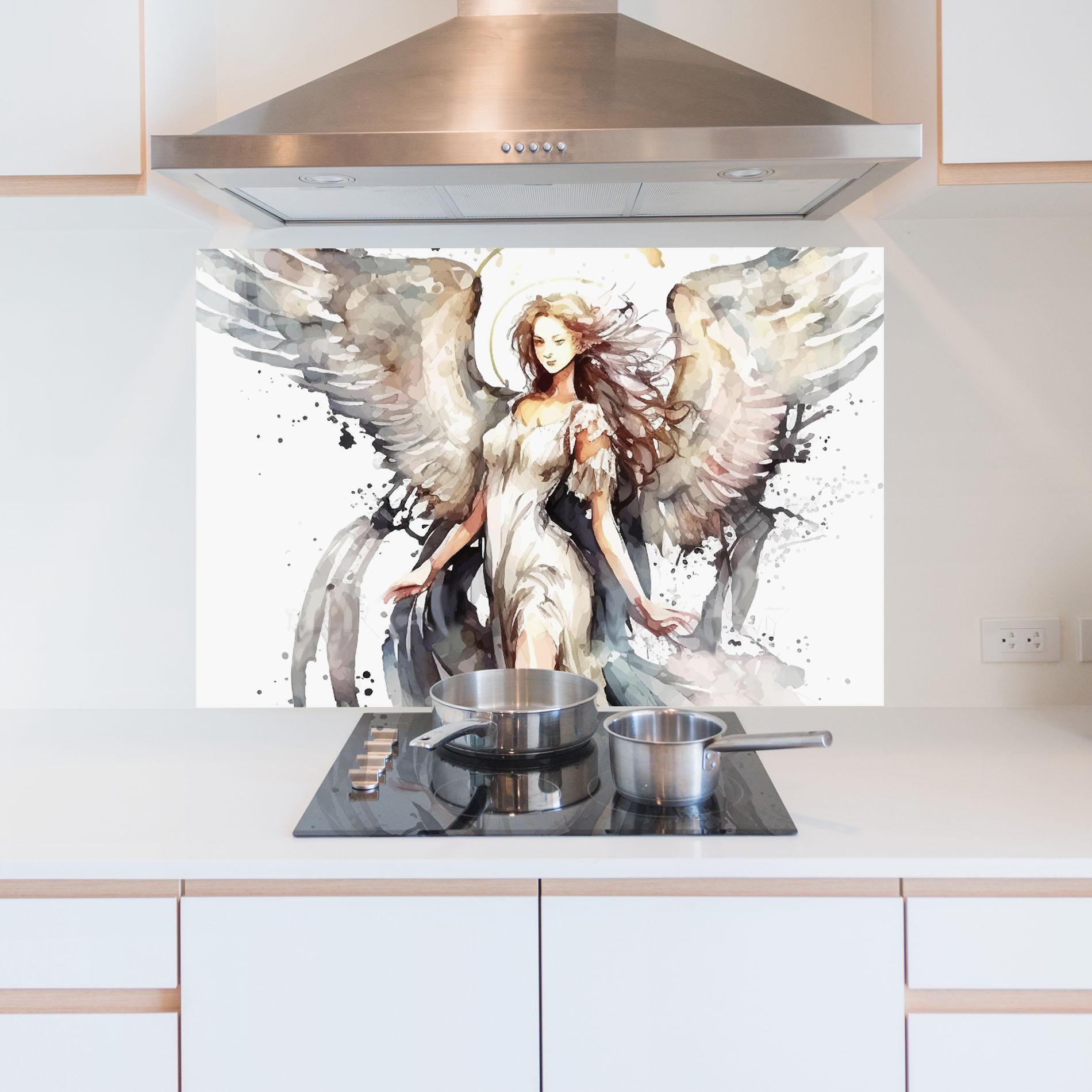 Küchenrückwand Glas Angel Lady mockup 5
