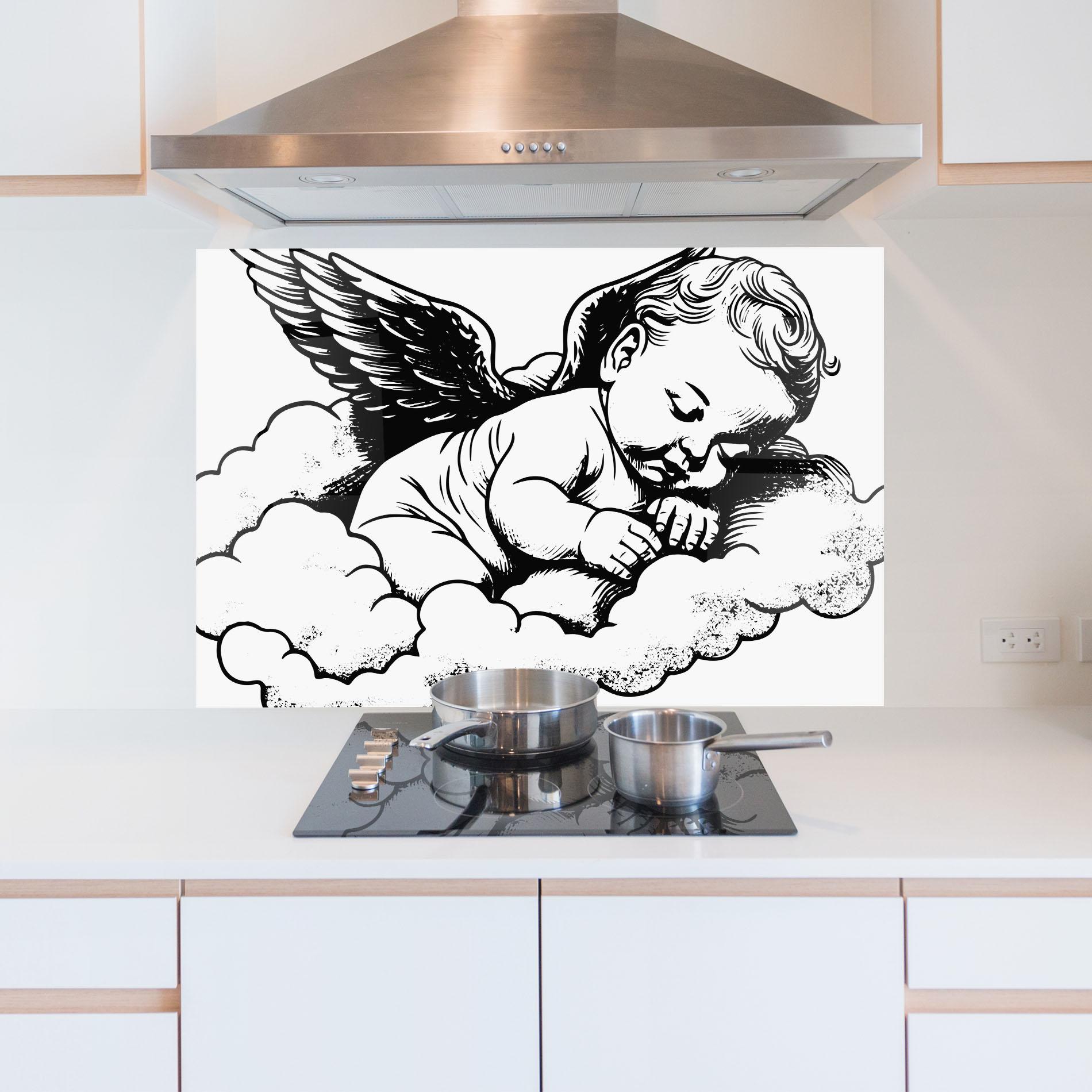 Küchenrückwand Glas Angel Sleeping mockup 5