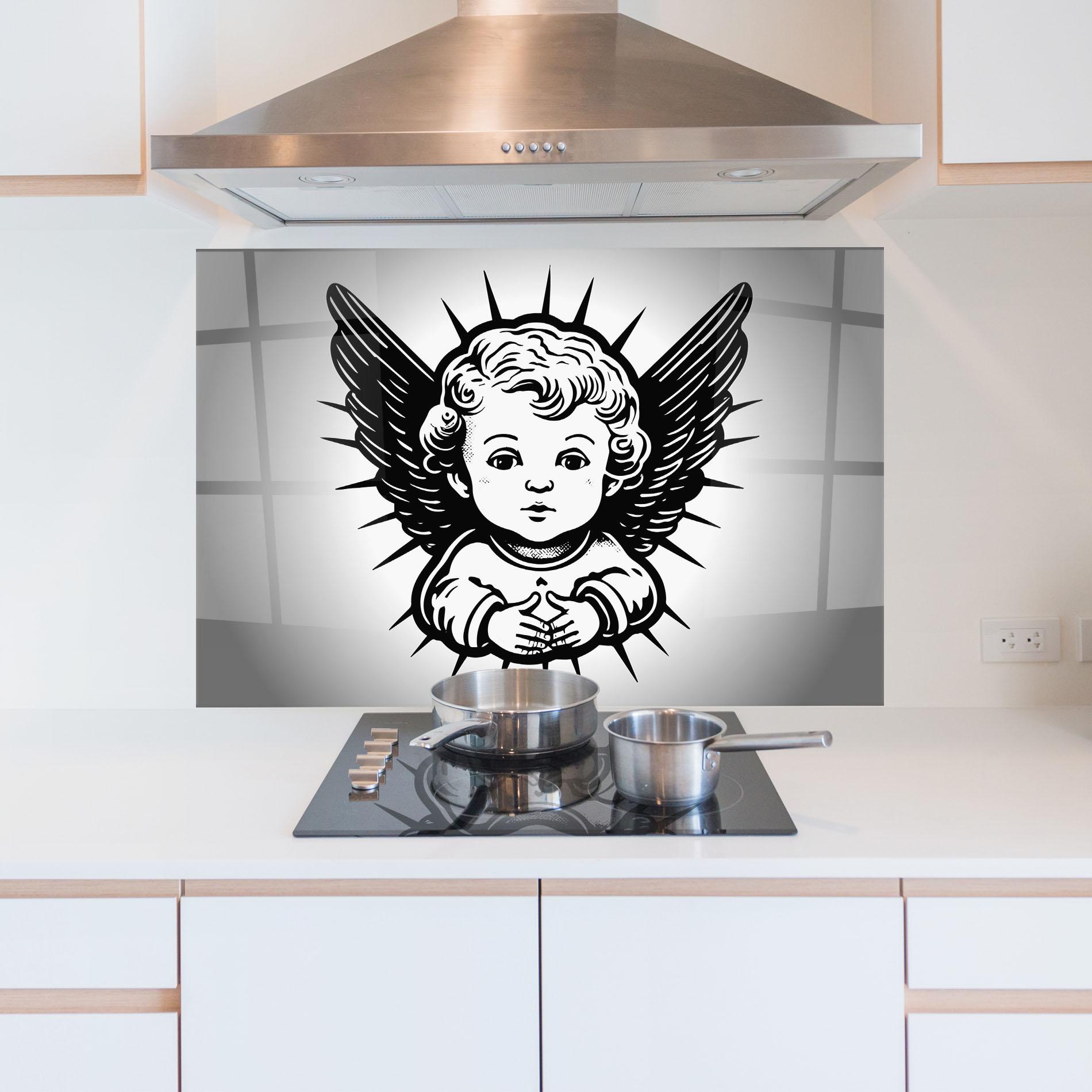 Küchenrückwand Glas Angel Small Wings mockup 5