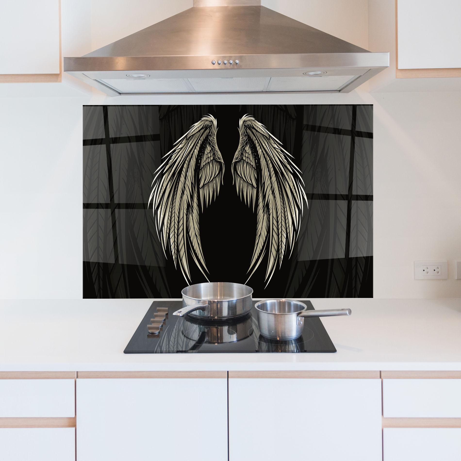 Küchenrückwand Glas Angel Wing mockup 5