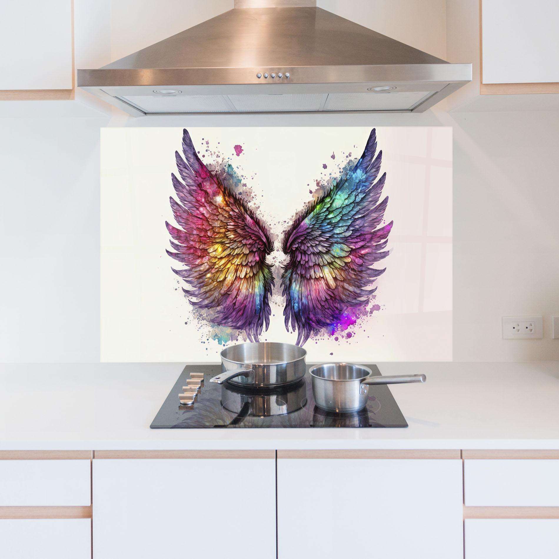 Küchenrückwand Glas Magic Watercolor Wings mockup 5