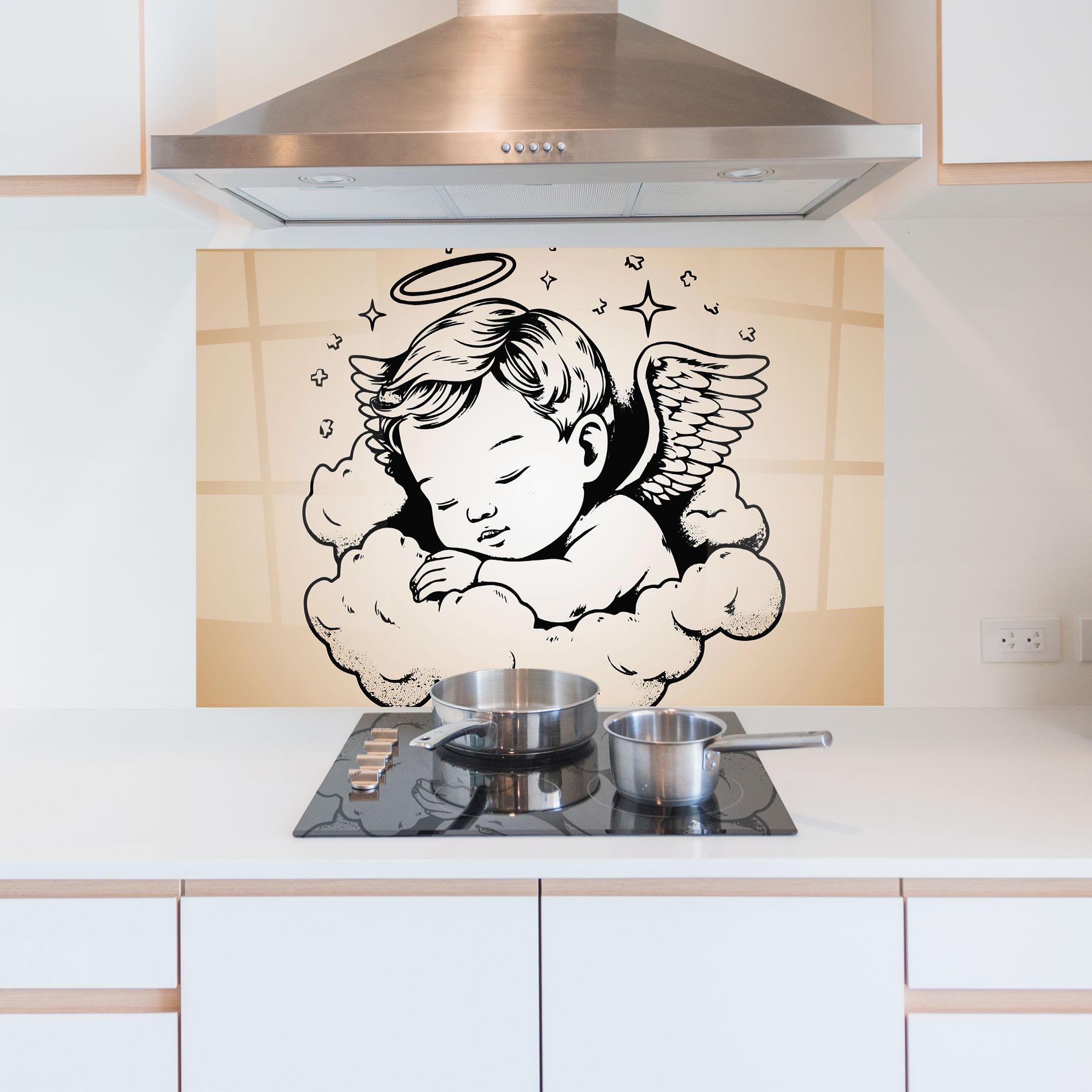 Küchenrückwand Glas Sleepy Angel mockup 5