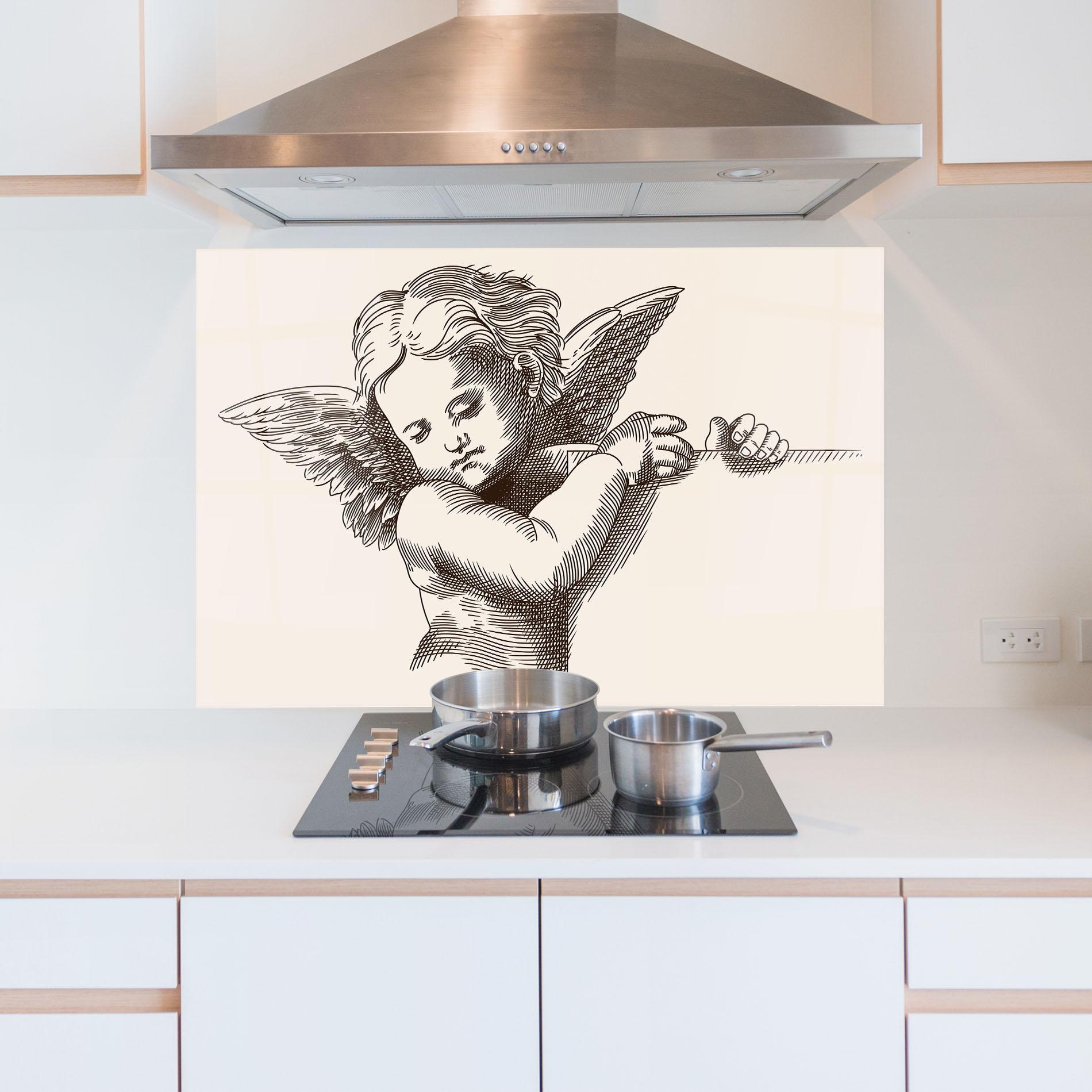 Küchenrückwand Glas Small Angel mockup 5