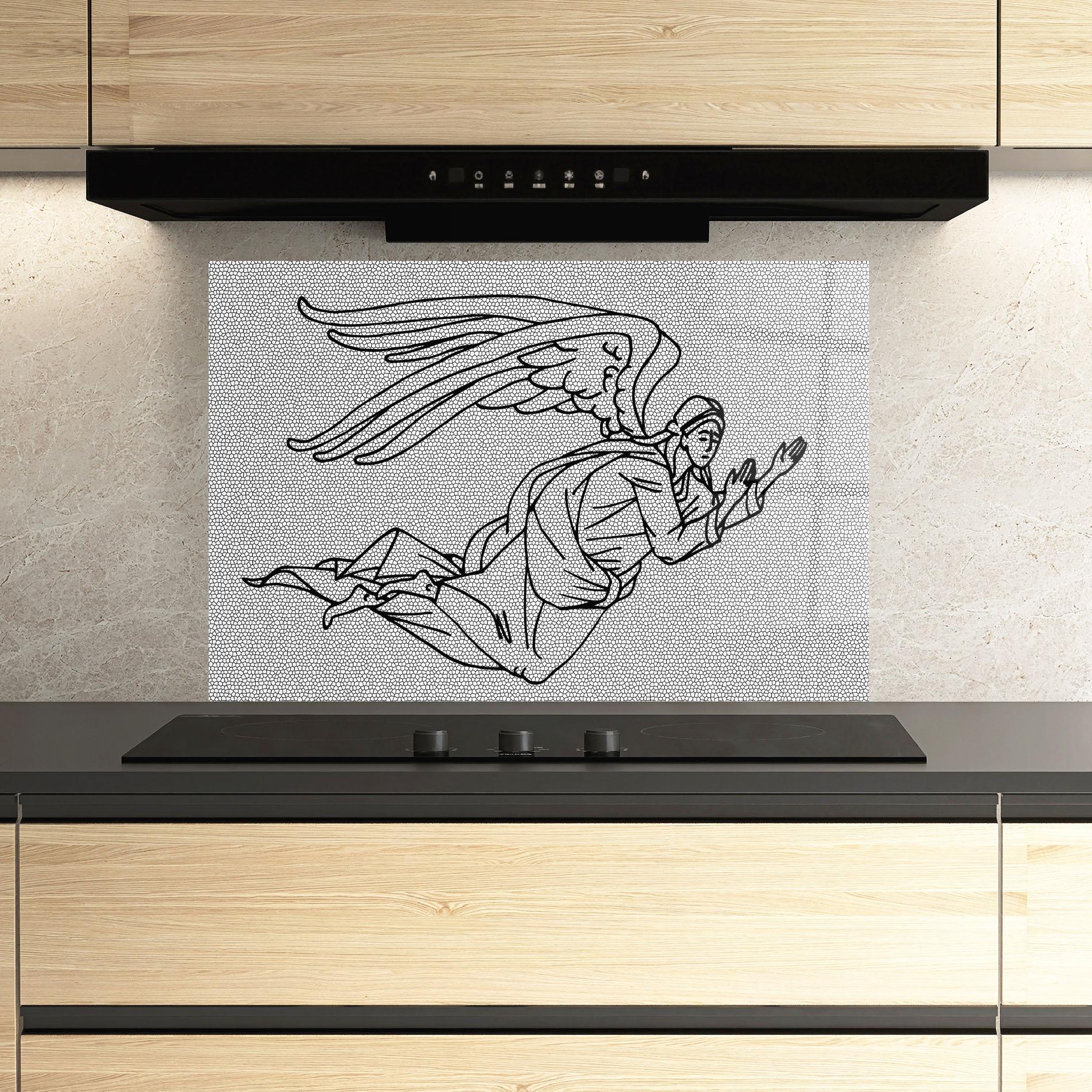 Küchenrückwand Glas Angel Flying mockup 3