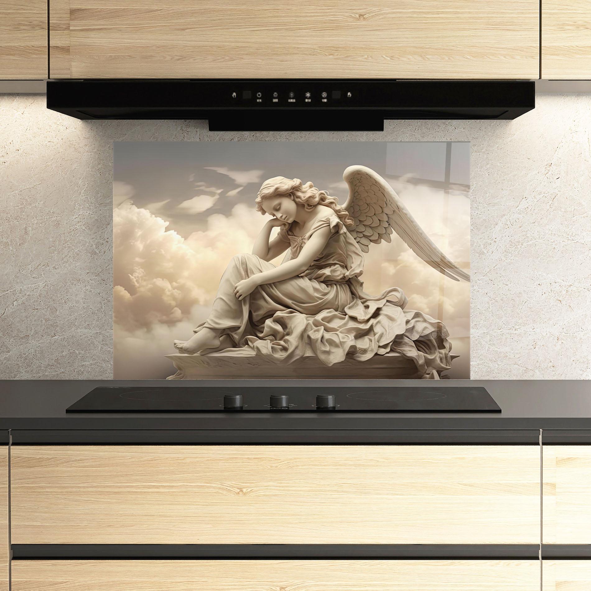 Küchenrückwand Glas Angel Guardian Cloud mockup 3
