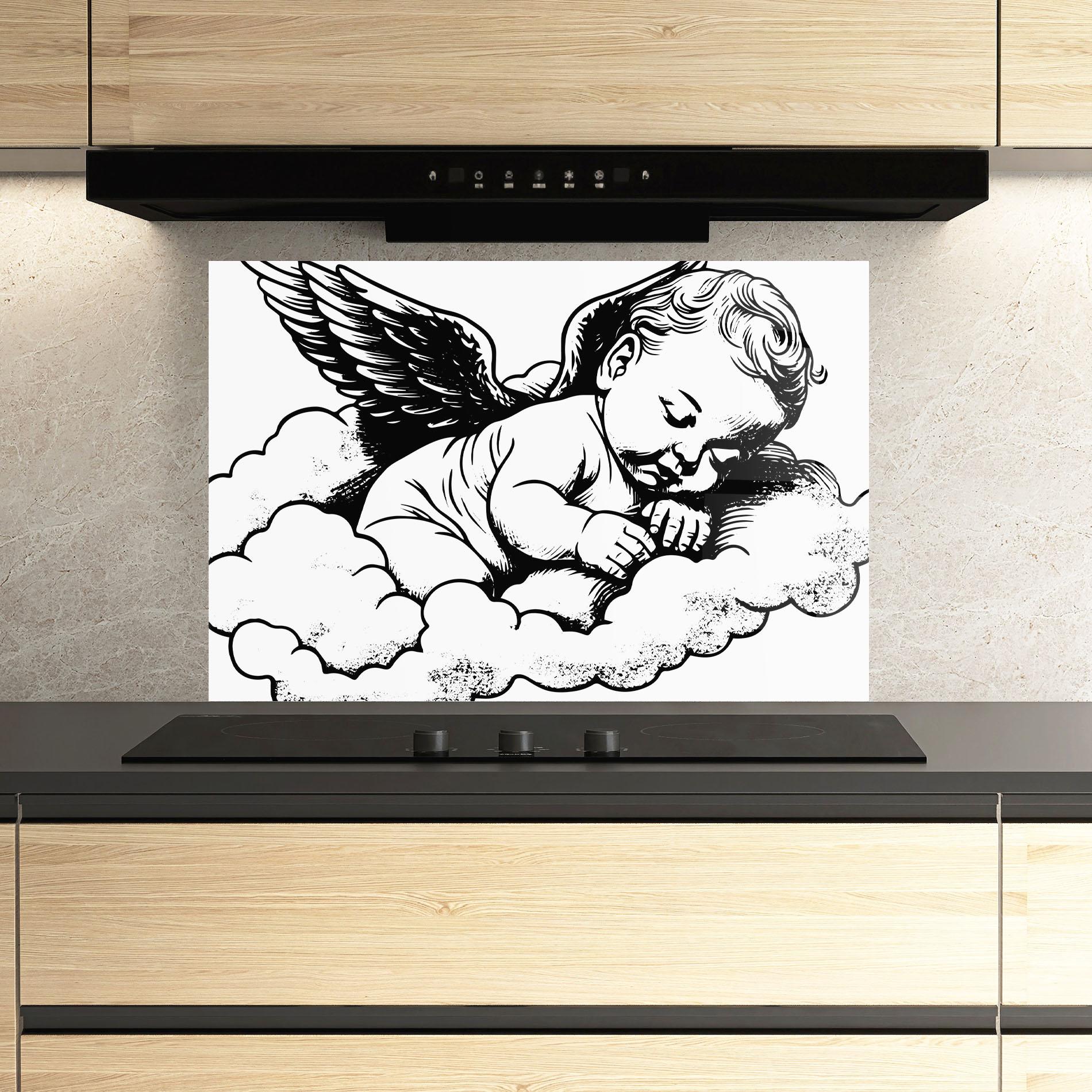 Küchenrückwand Glas Angel Sleeping mockup 3
