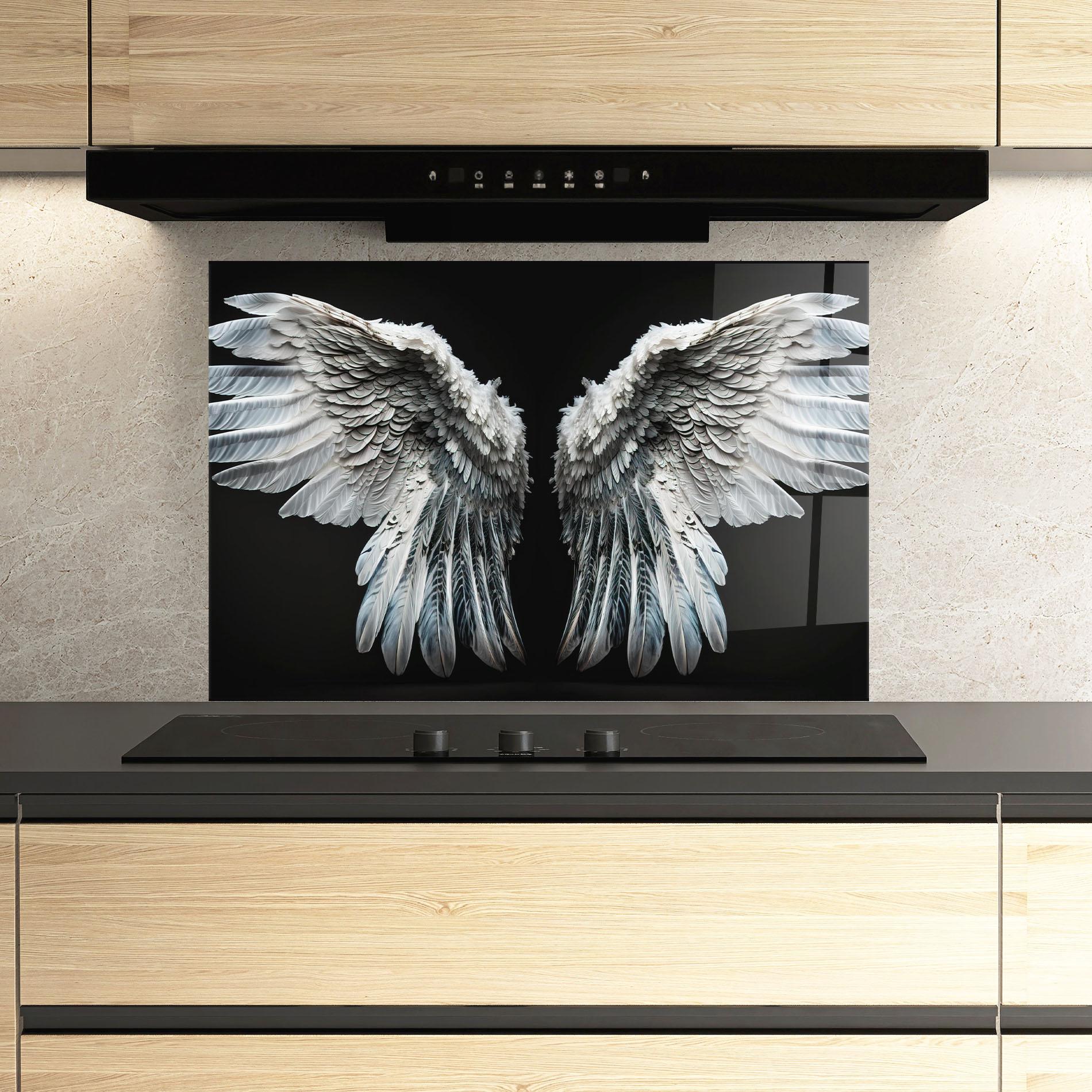 Küchenrückwand Glas Big Angel Wings mockup 3