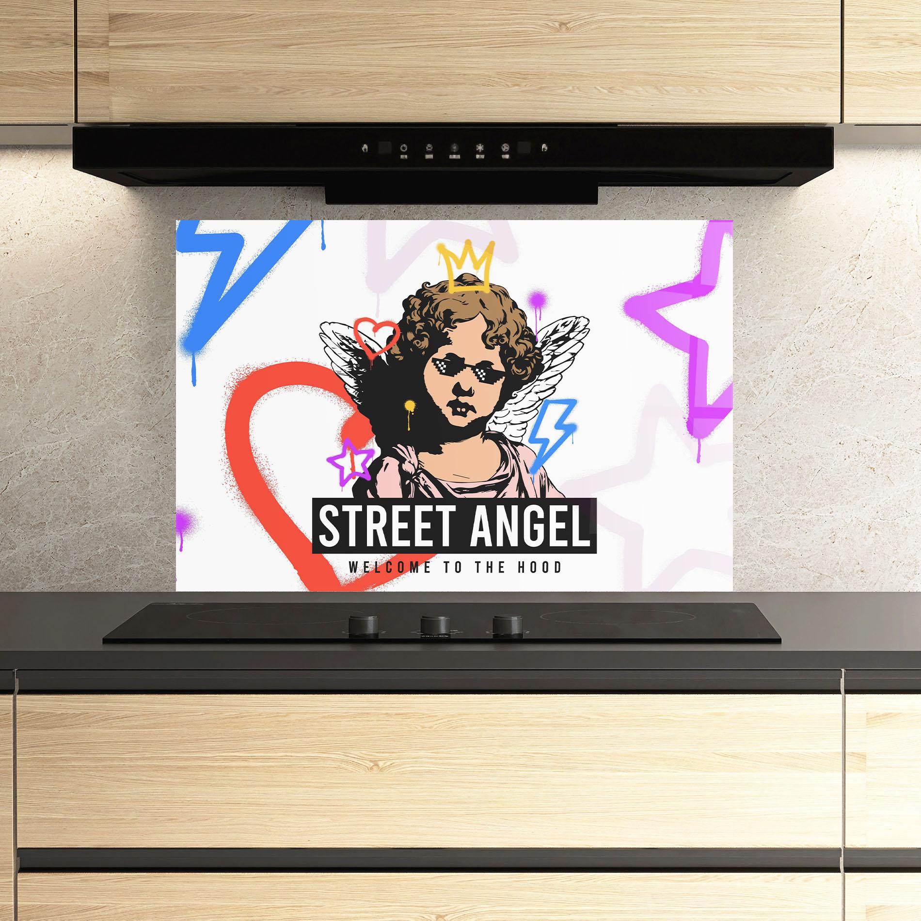 Küchenrückwand Glas Hood Angel mockup 3