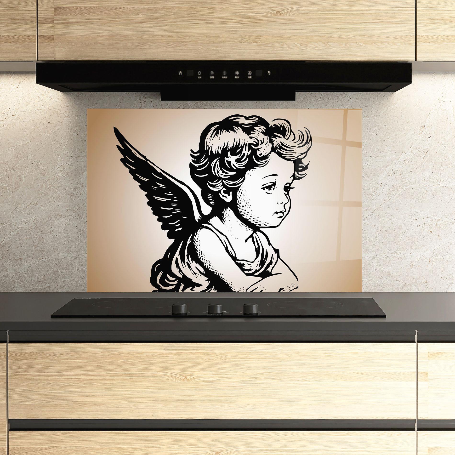 Küchenrückwand Glas Small Angel Baby mockup 3