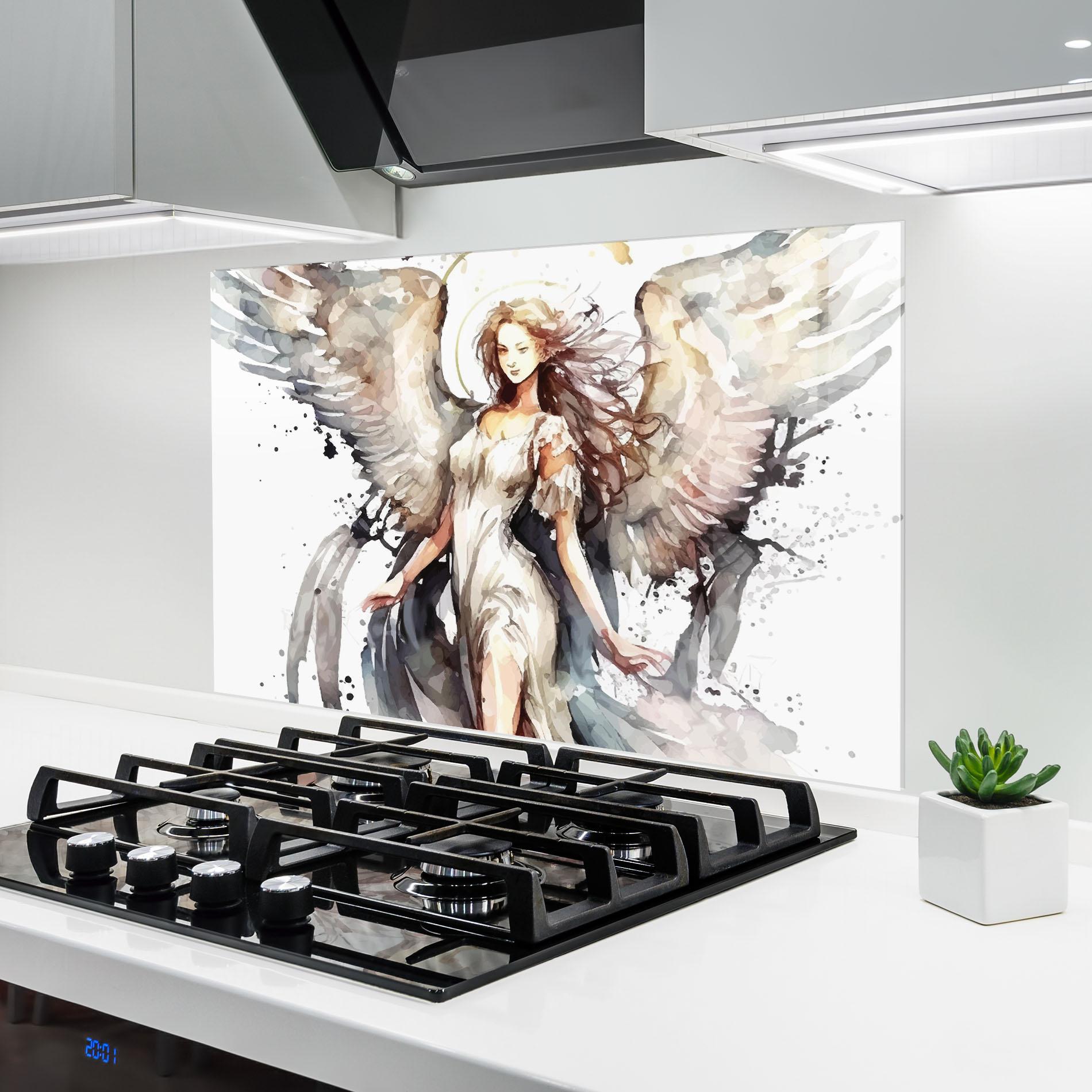 Küchenrückwand Glas Angel Lady mockup 6